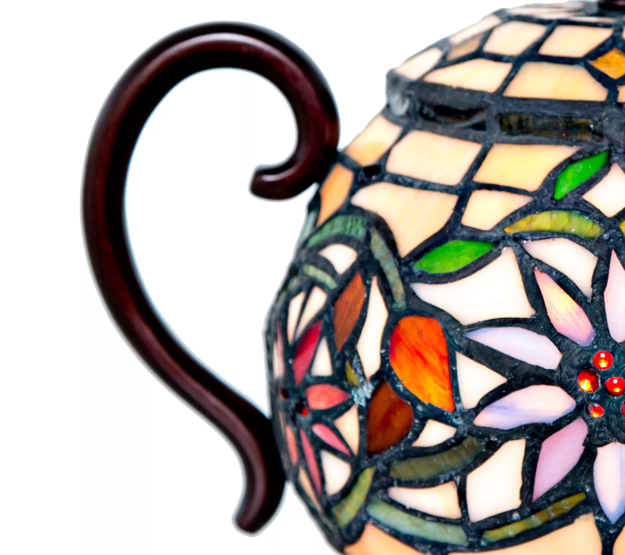 River of Goods 6.5"H Stained Glass Teapot Accent Lamp
