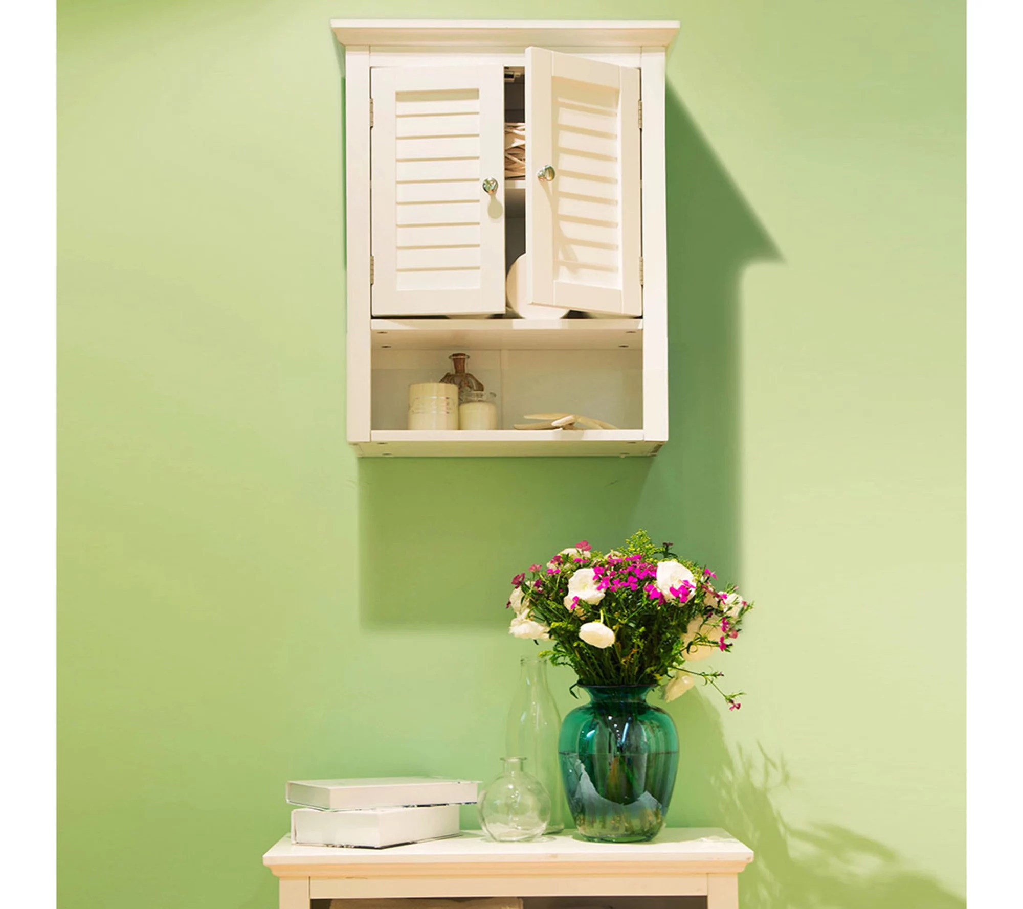 Glitzhome Modern Wooden Wall Mounted Storage W/Shelves