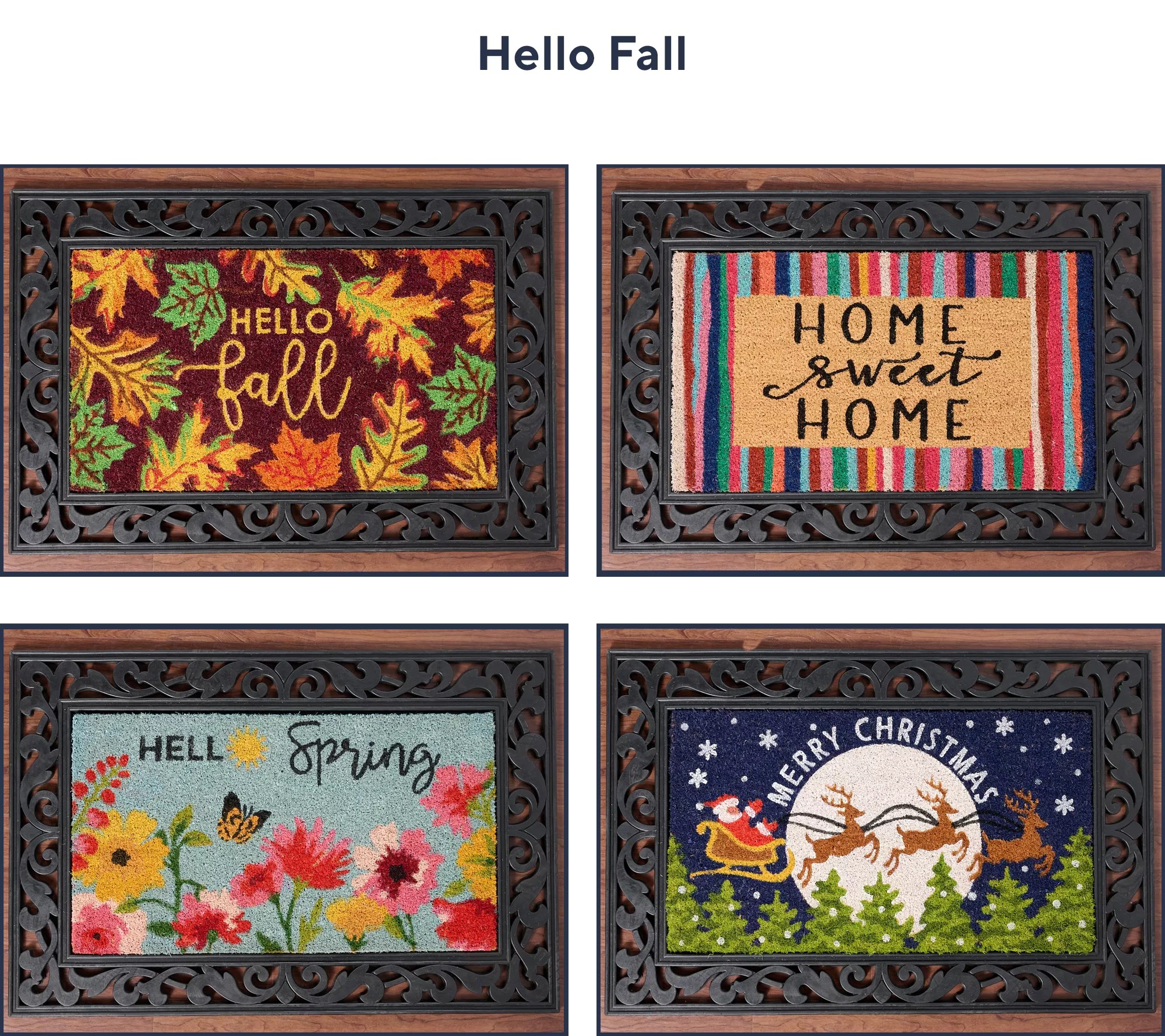 "As Is" Home Reflections S/4 Seasonal Doormats with Decorative Base