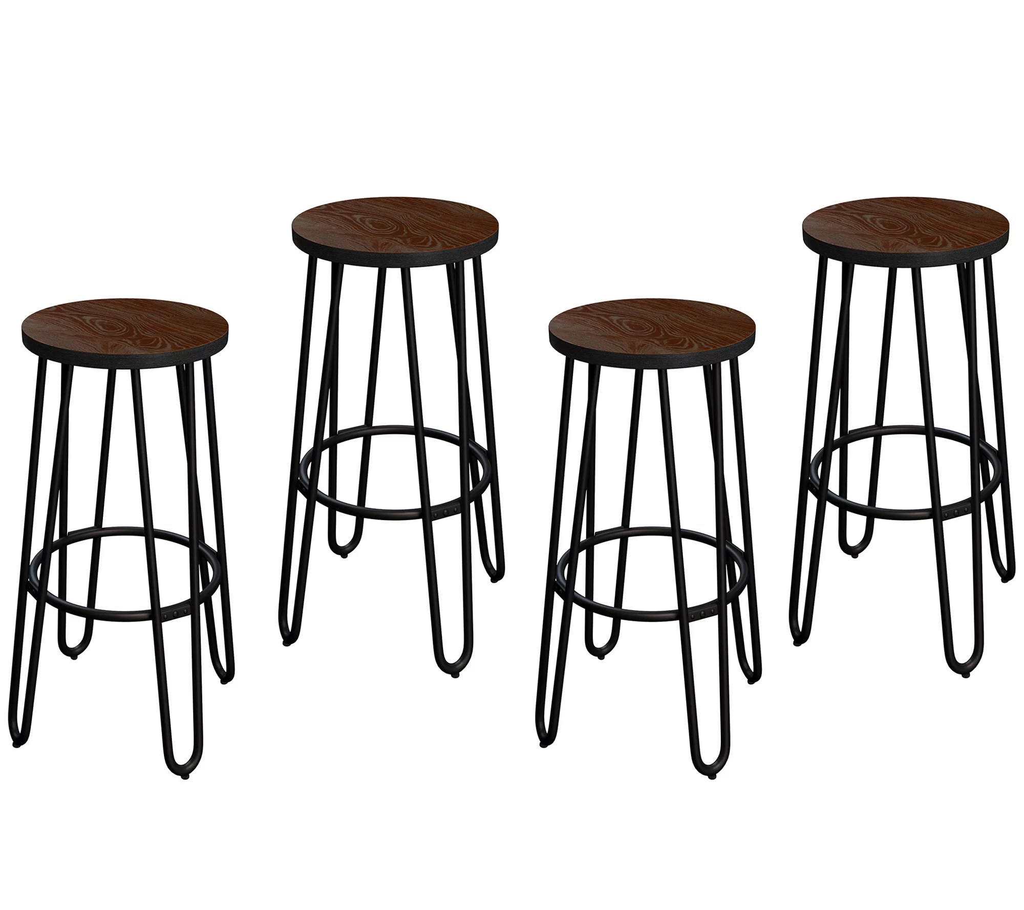 Lavish Home 4 Bar Stools 24" Tall Backless withHairpin Legs