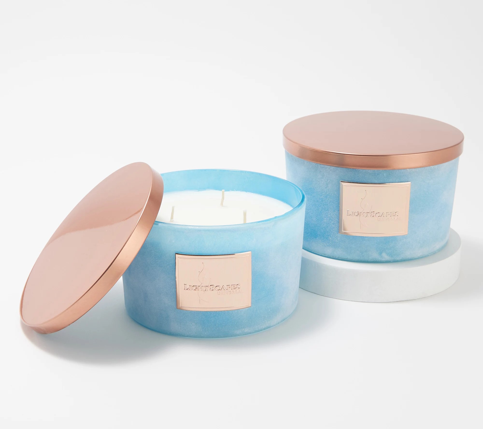 Lightscapes Set of (2) 18oz Beach Glass Candles