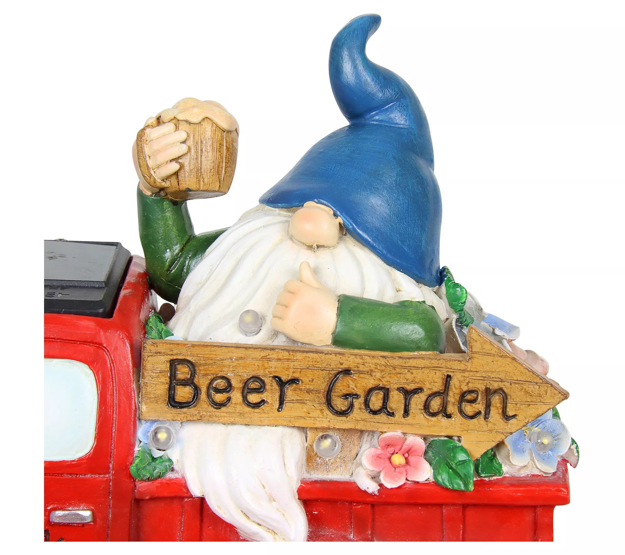 Exhart Solar Beer Garden Gnome Truck Statue