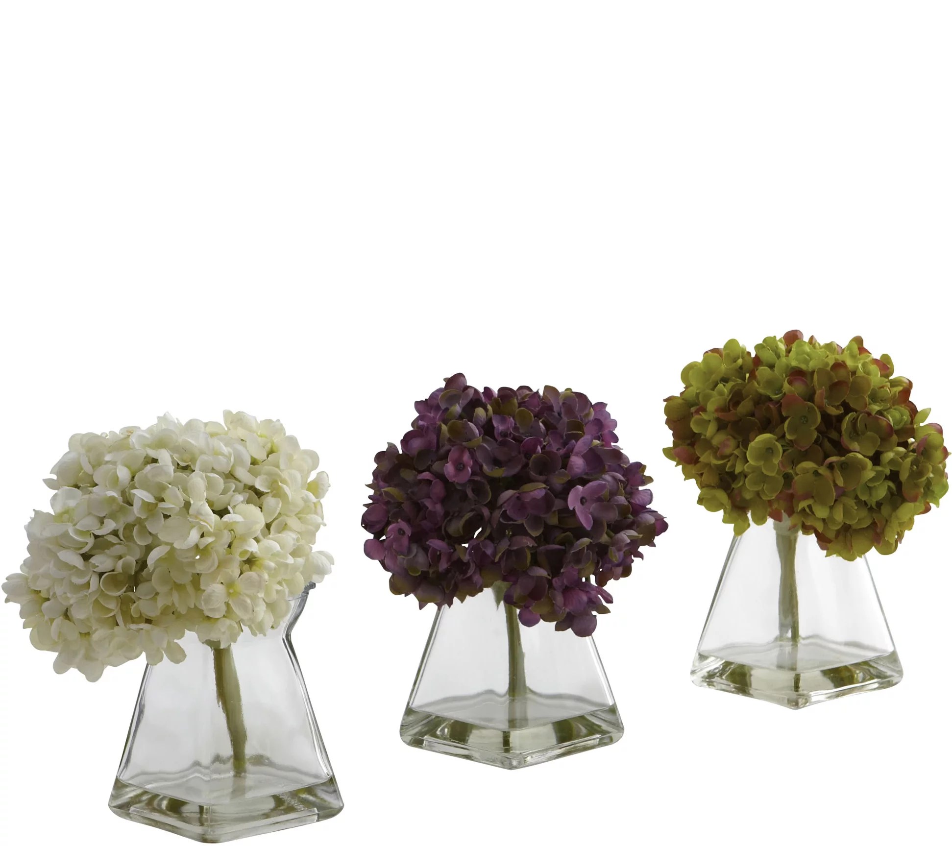 Set of 3 Hydrangeas in Vases by Nearly Natural