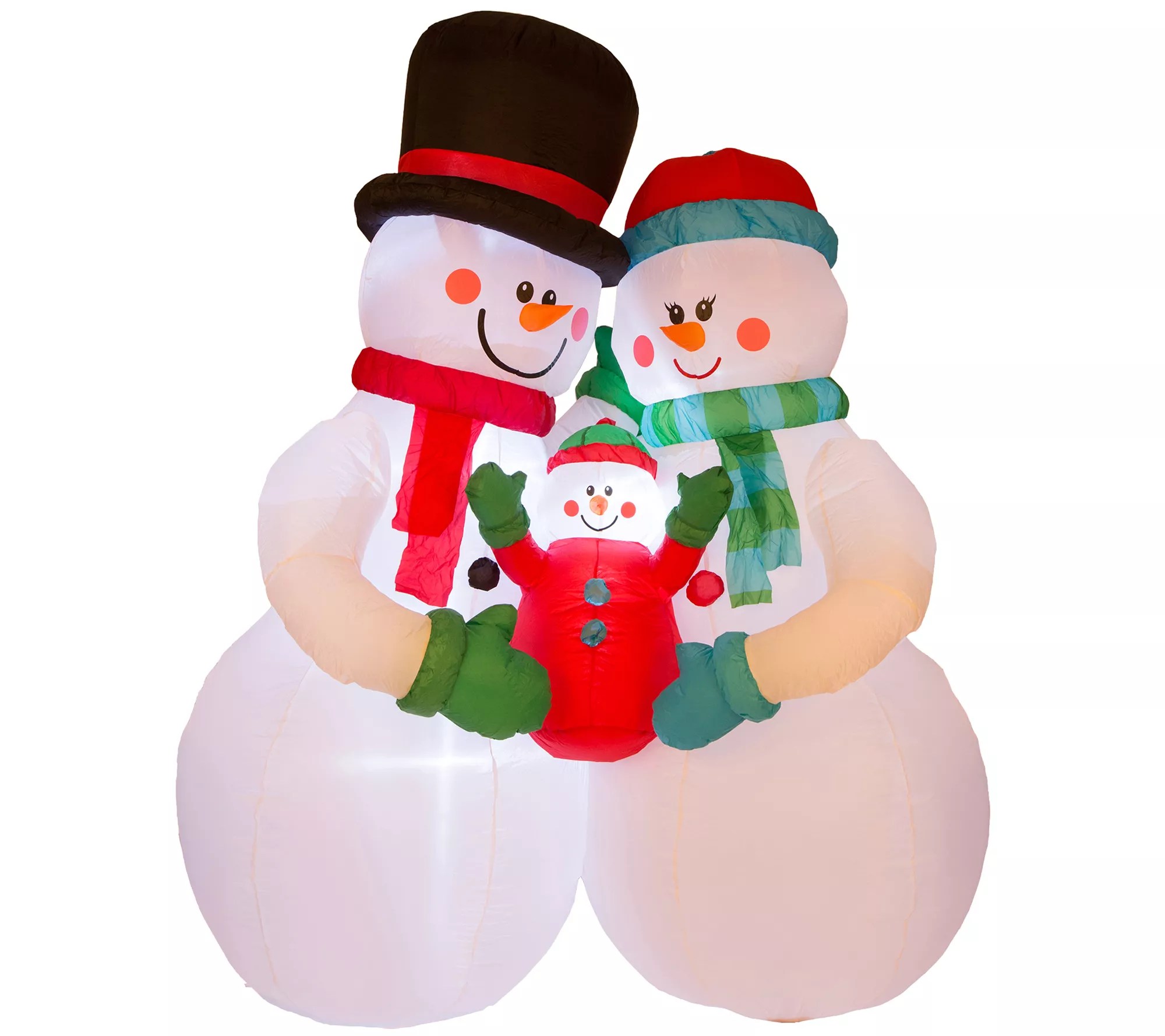 Glitzhome Indoor Outdoor 8FT Lighted Snowman Family Inflatable