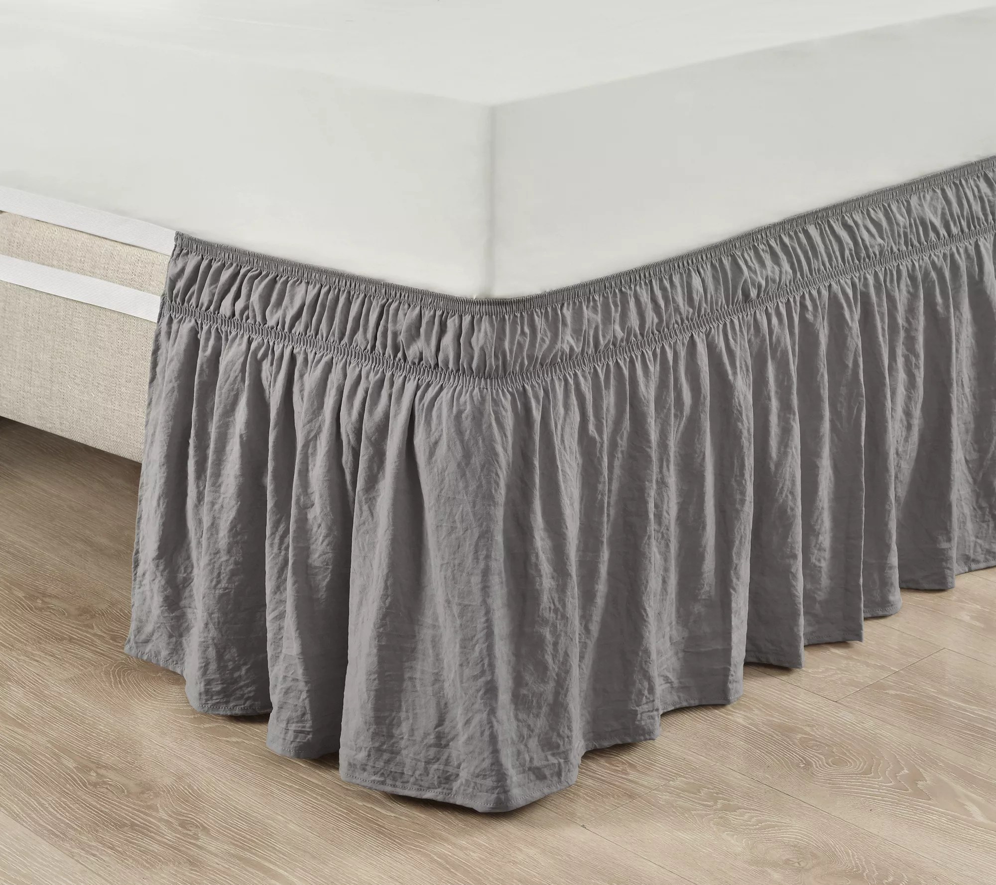 Ruched Ruffle Elastic WrapAround Queen/King/Cal King Bedskirt