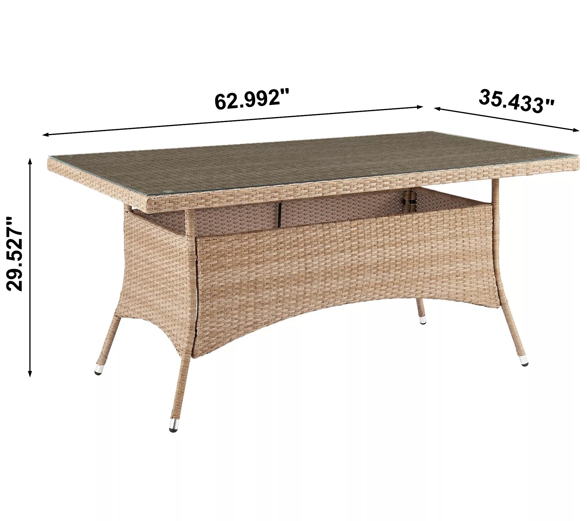 Genoa Patio Dining Table with Glass Top