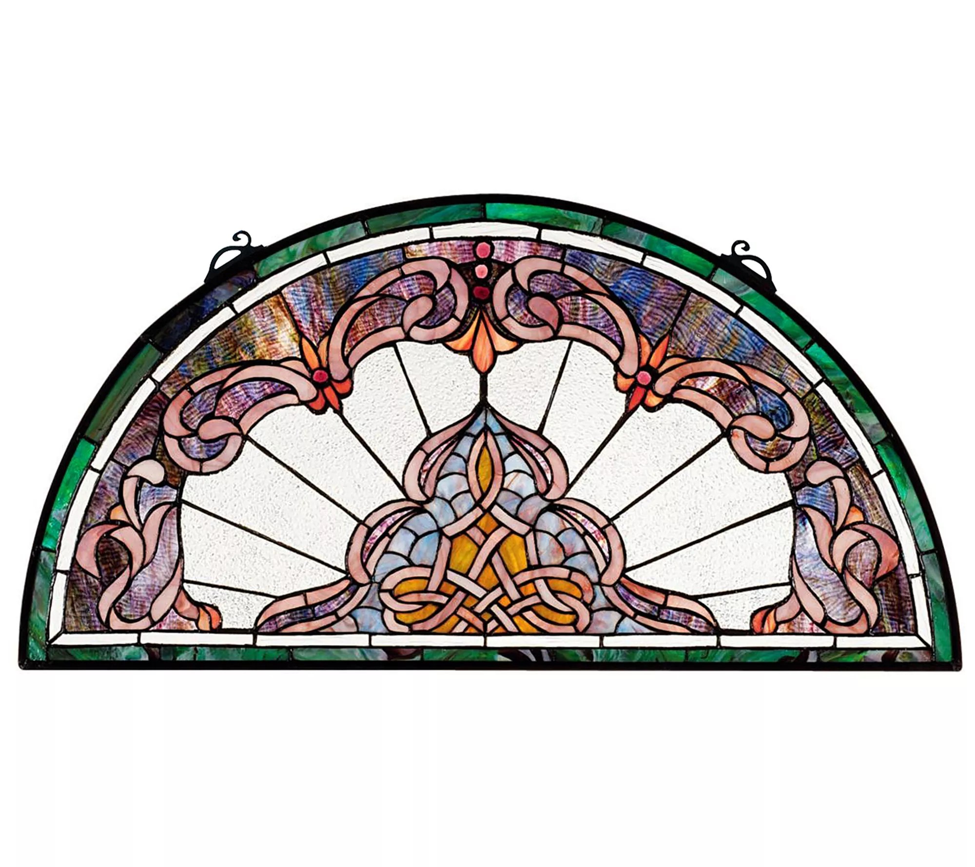 Design Toscano Victorian Half Moon Shaped Stained Glass Windo