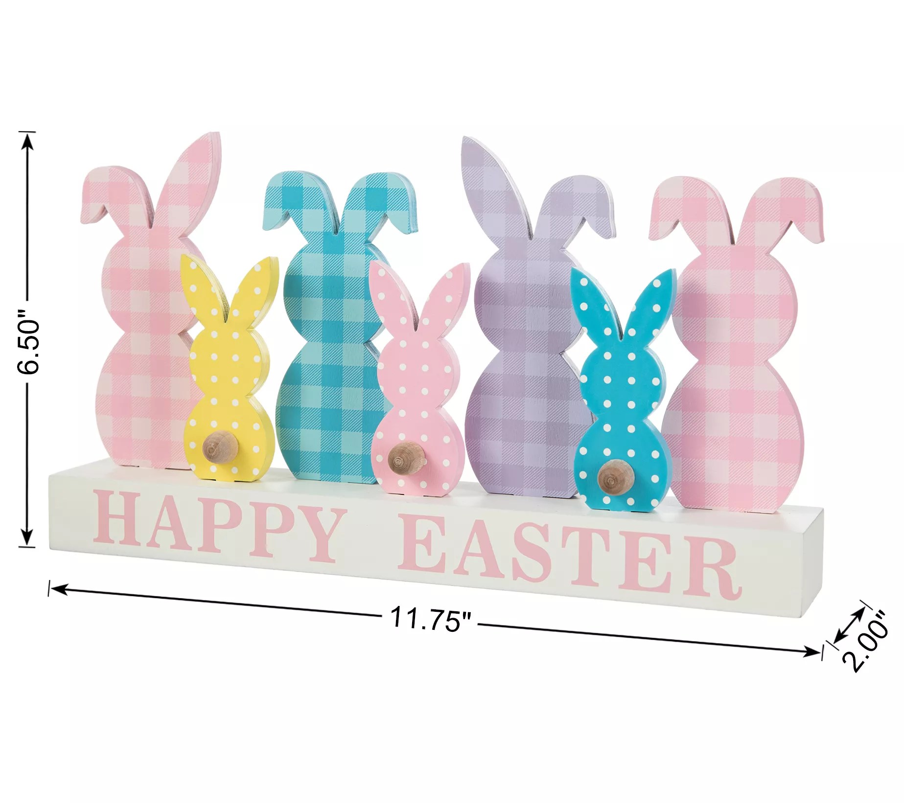 Glitzhome 11.75" Wooden Happy Easter Bunny Family Table Decor