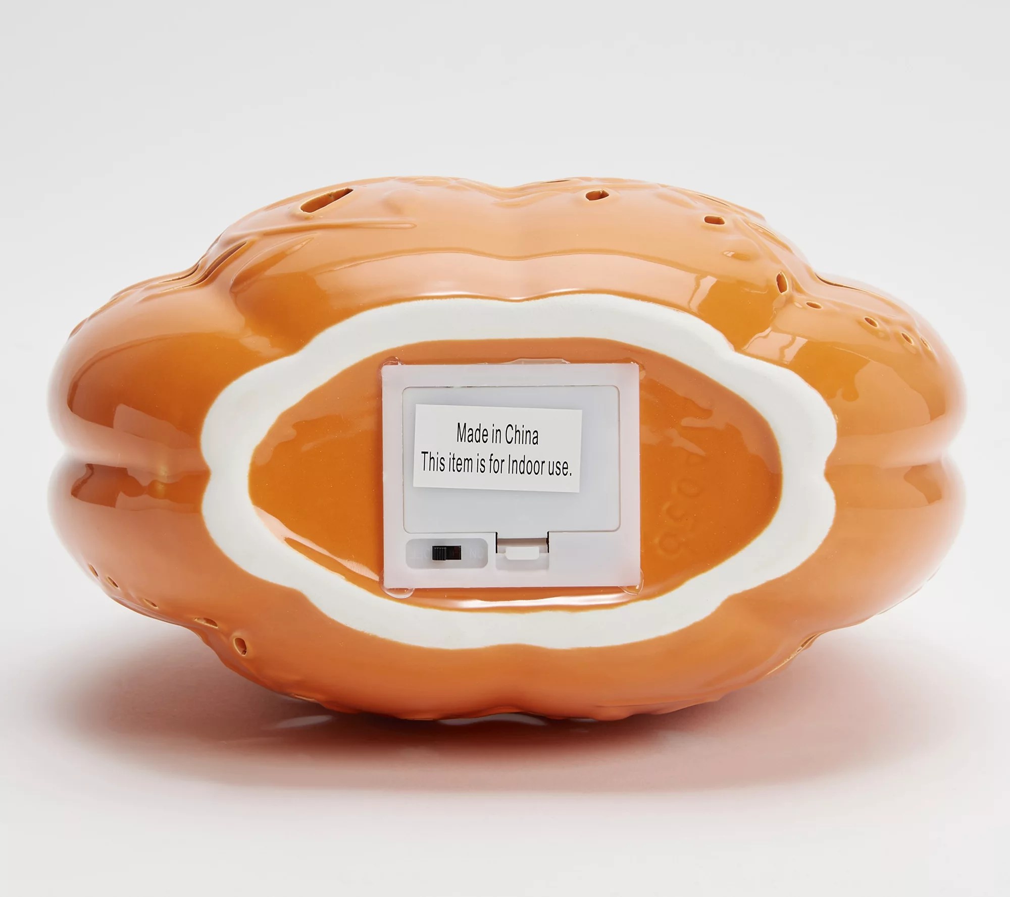 "As Is" 13" Illuminated Slim Ceramic Pierced Pumpkin by Valerie