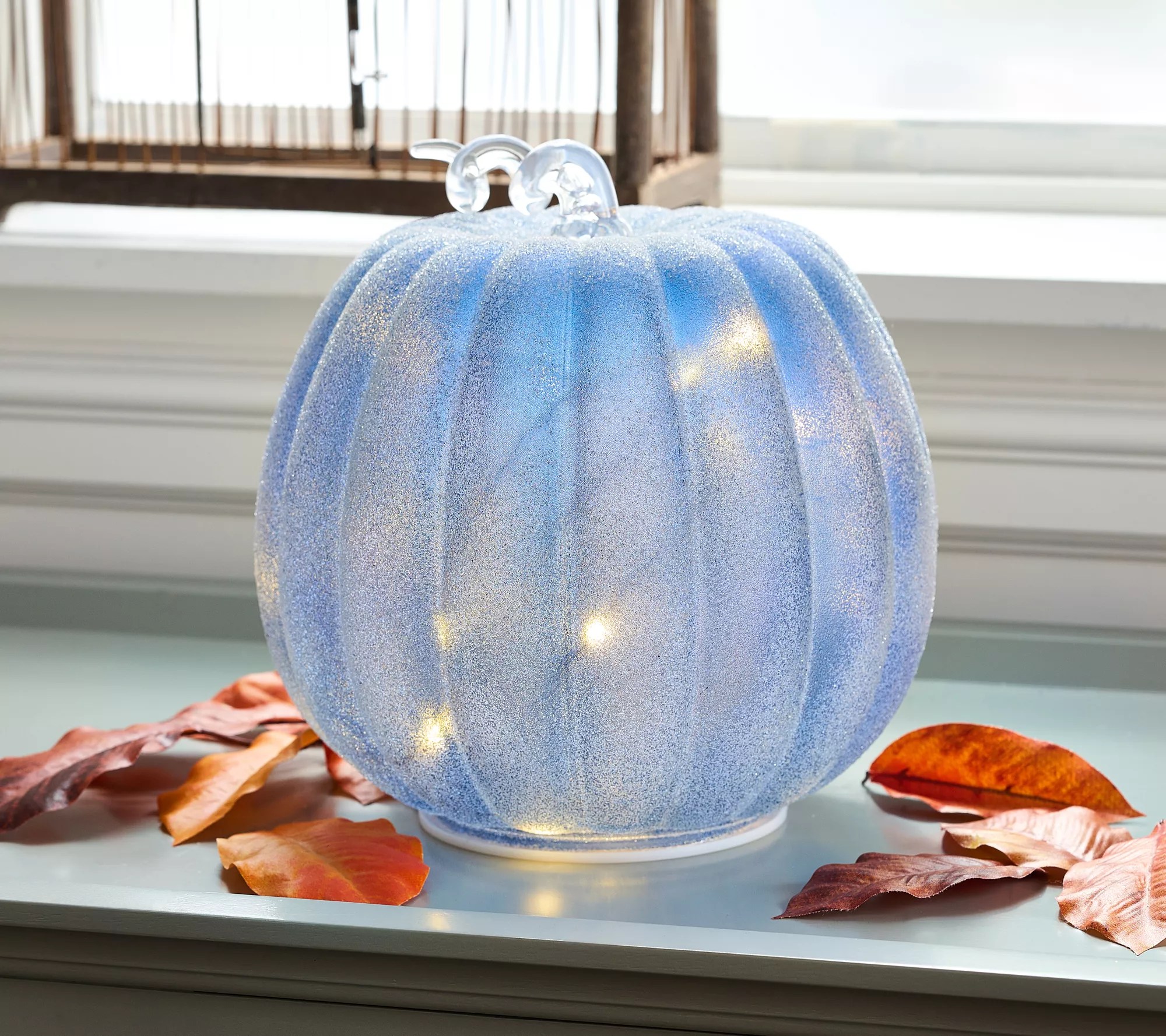 Illuminated Sugared Glass Pumpkin by Valerie