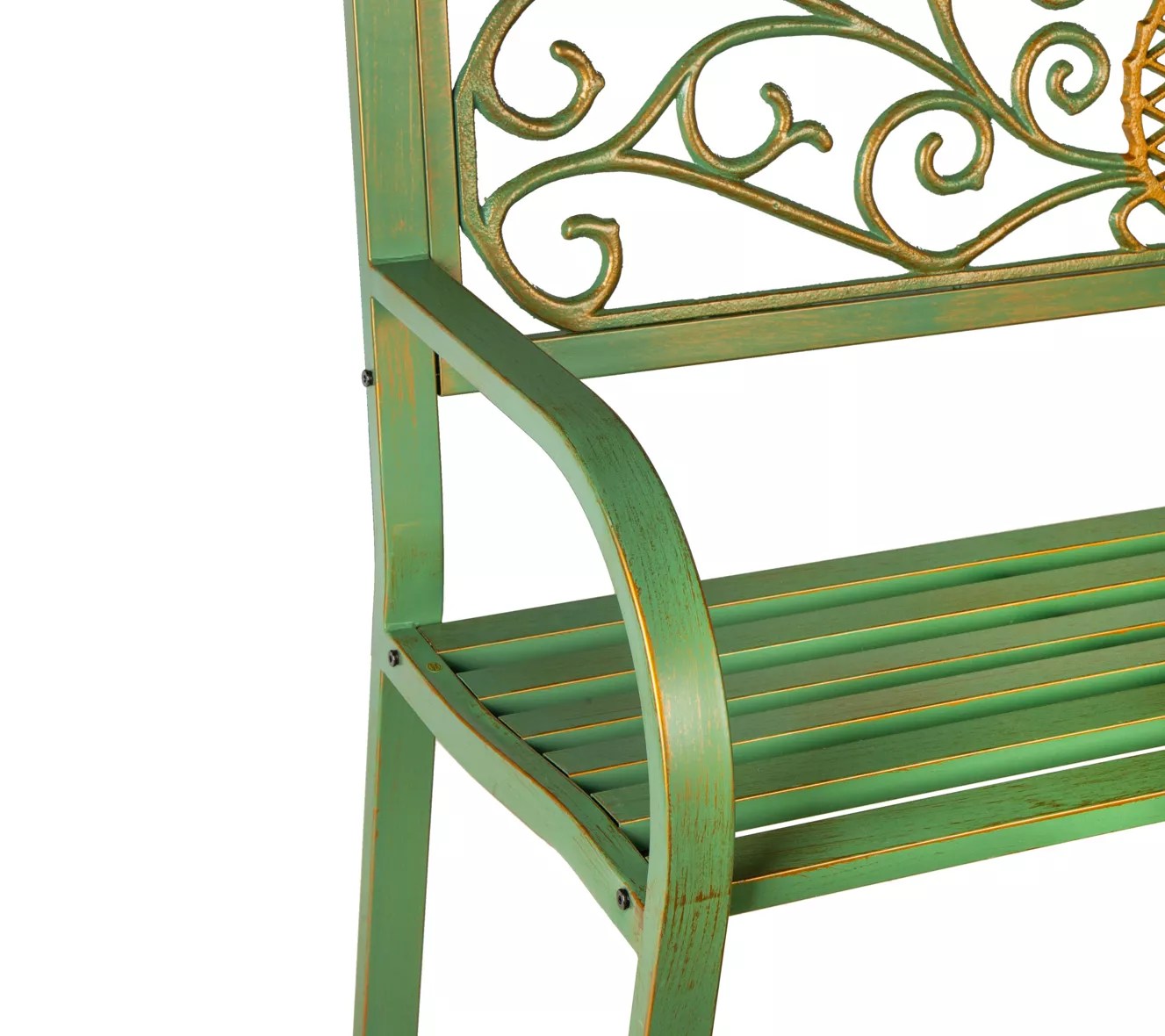 Pineapple Metal Garden Bench Verdigris by Evergreen