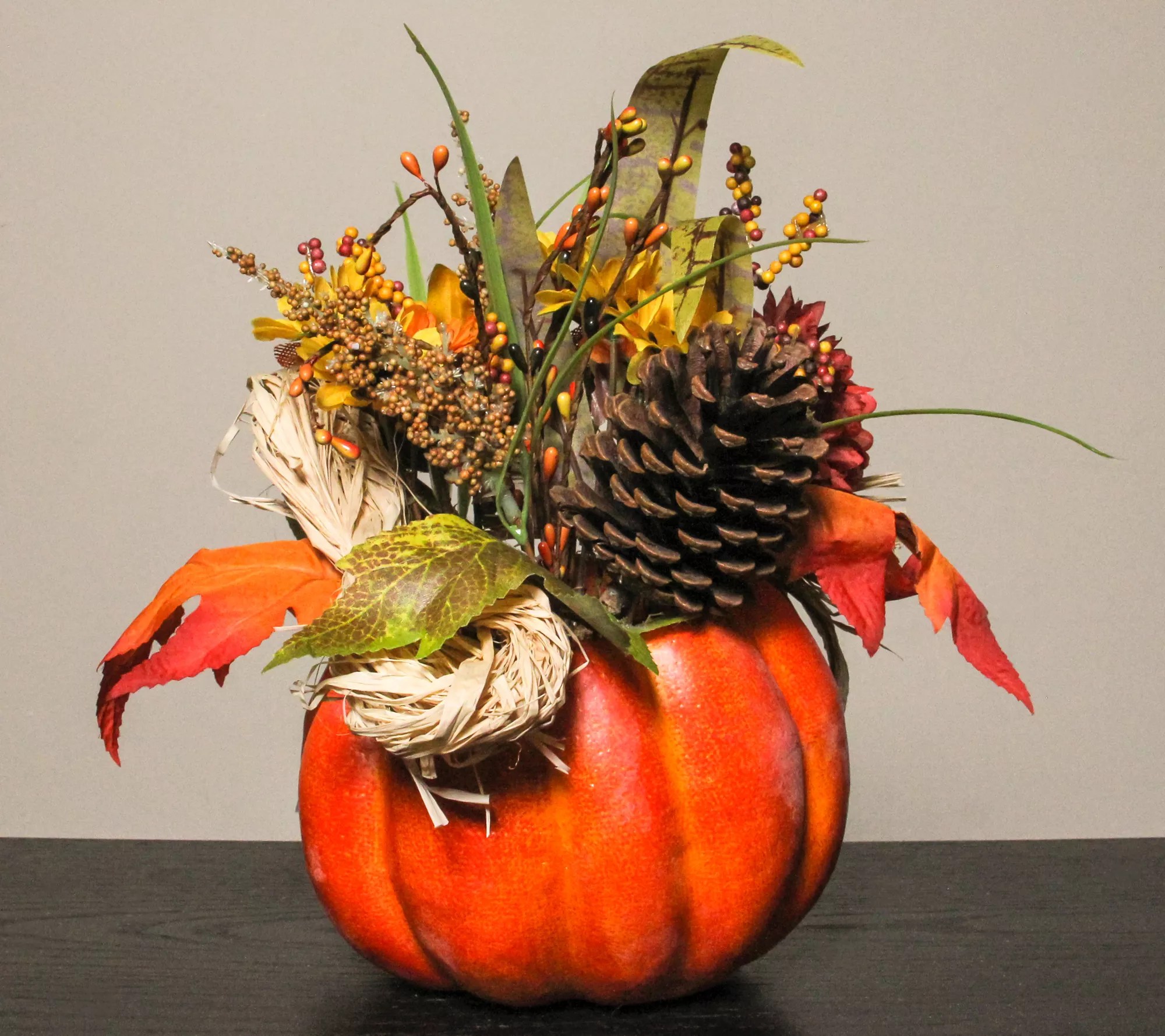 Northlight Autumn Harvest Floral Filled PumpkinTable Decor