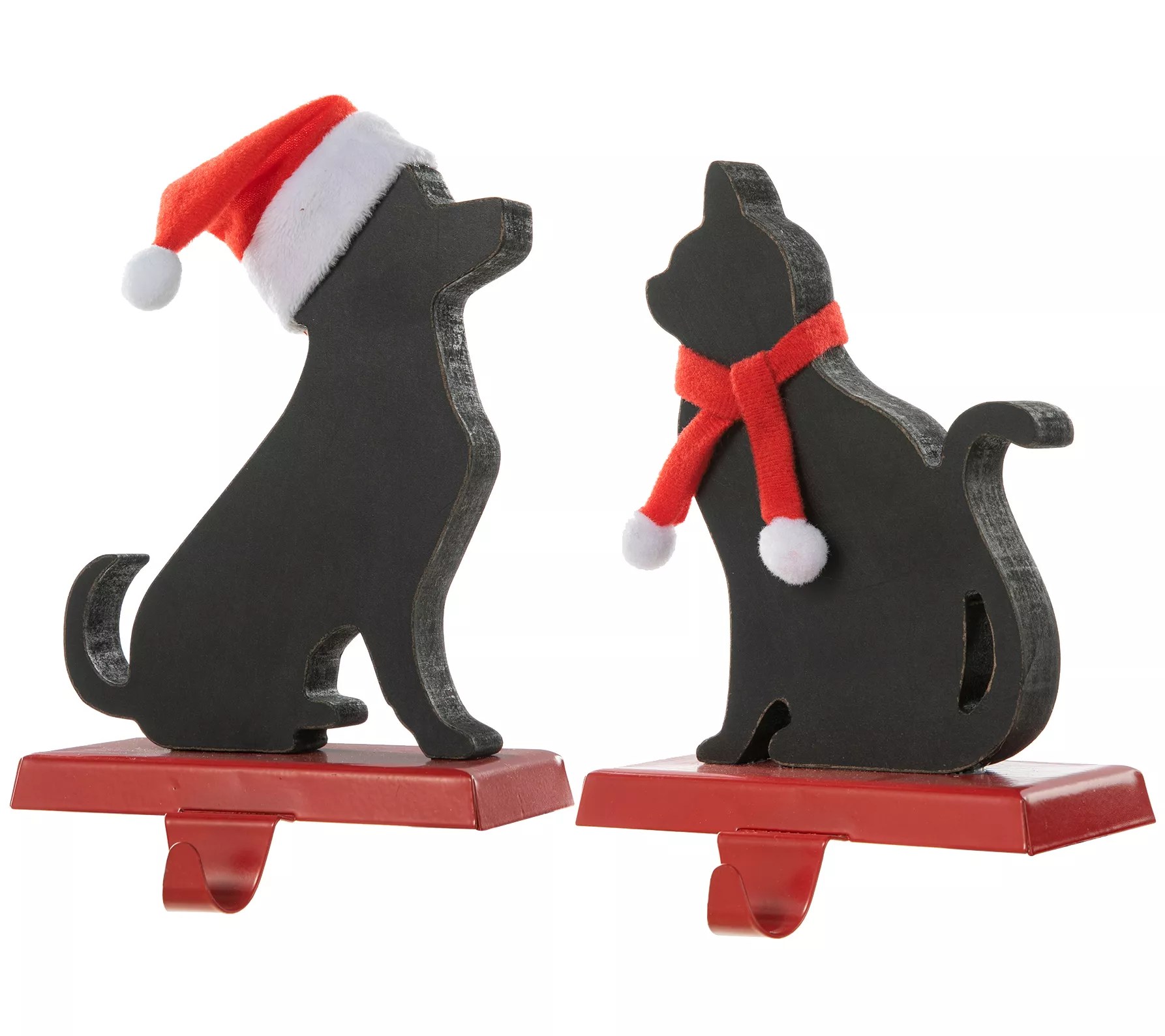Glitzhome Cat & Dog Christmas Stocking Holder S/2
