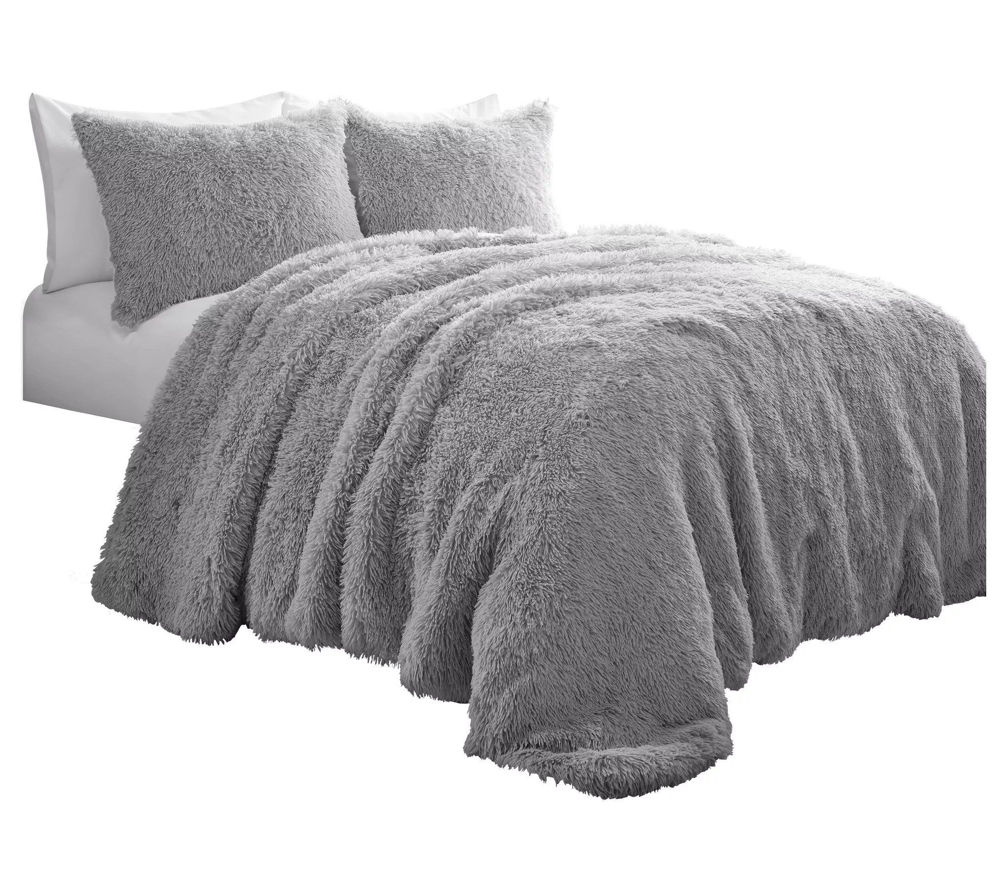 Emma Faux Fur Comforter Full/Queen 3pc Set by Lush Decor