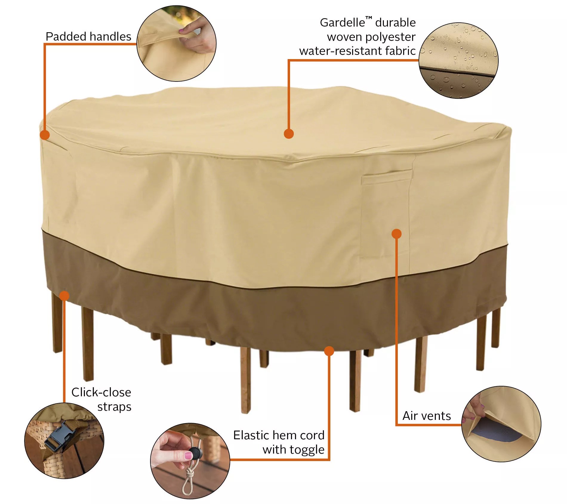 Veranda Round Patio Table/Chair Set CoverClassic Accessories