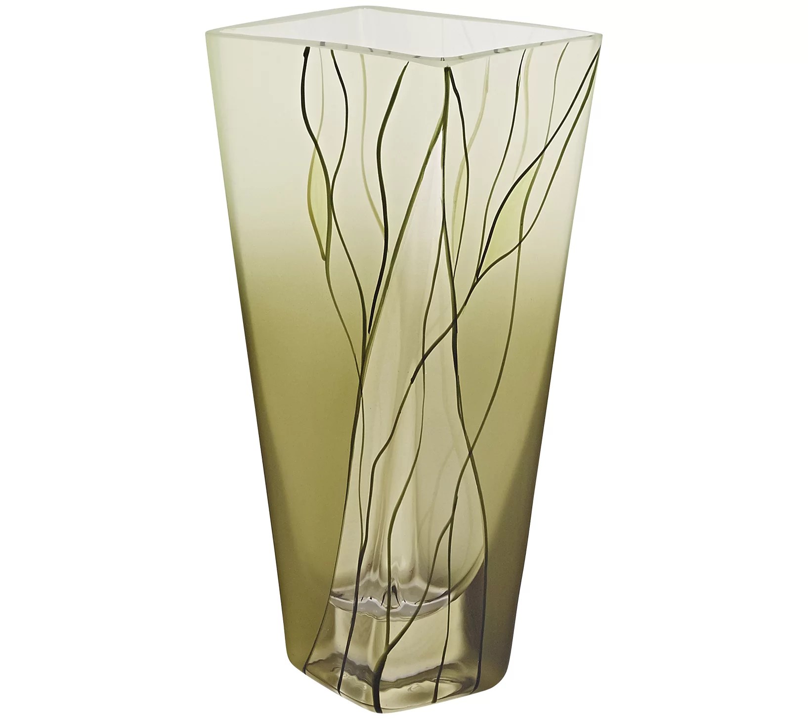 Badash Crystal Evergreen European Mouth Blown 8" Squarish Vase