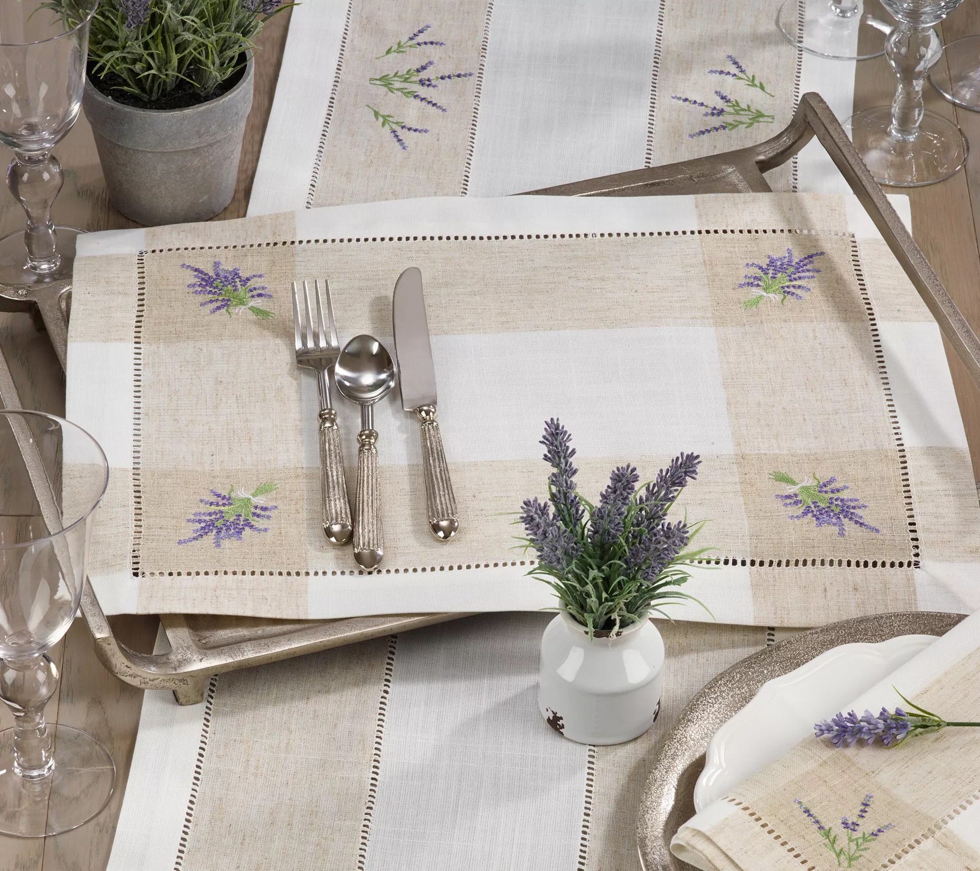 Lavender Hemstitch Placemats by Valerie Set of4