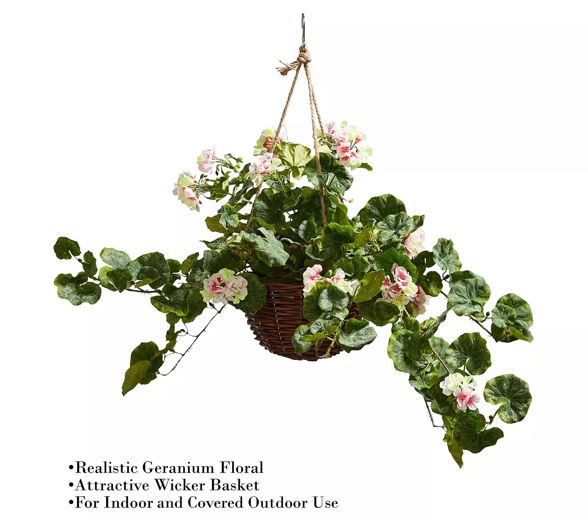 Pure Garden Faux Flower Arrangement with HangerBasket (Pink)