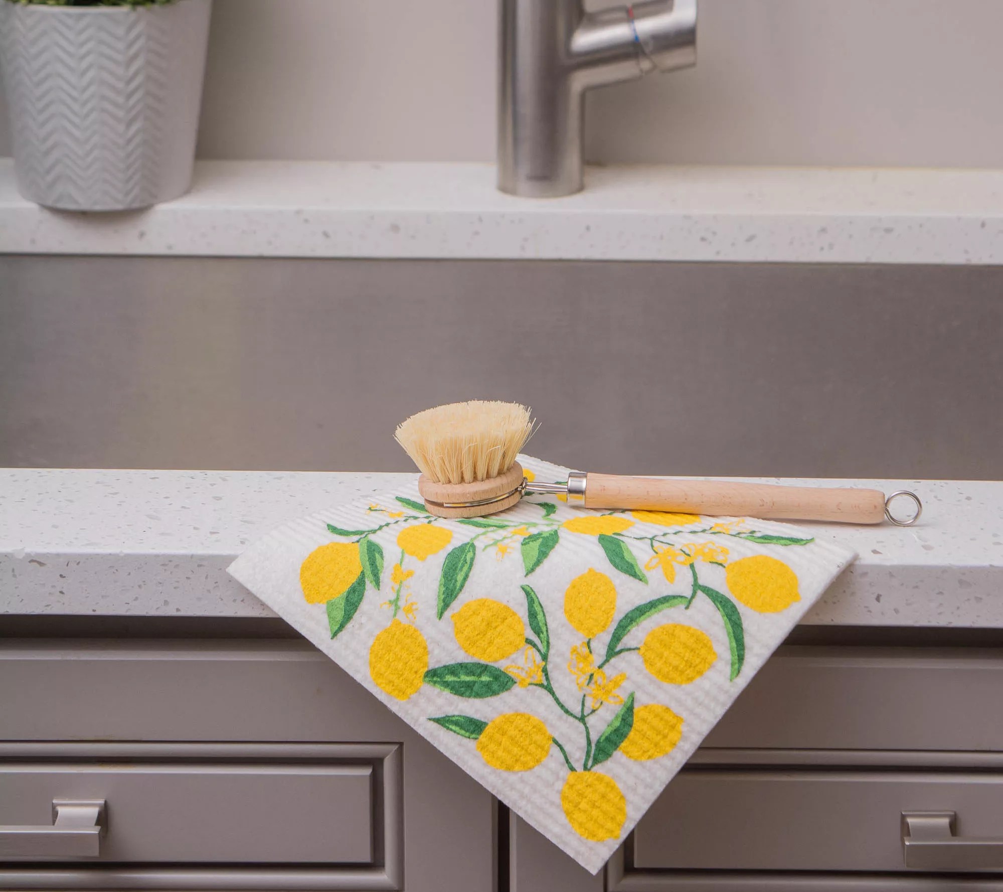 Design Imports Lemon Bliss Swedish Dishcloth Set of 3