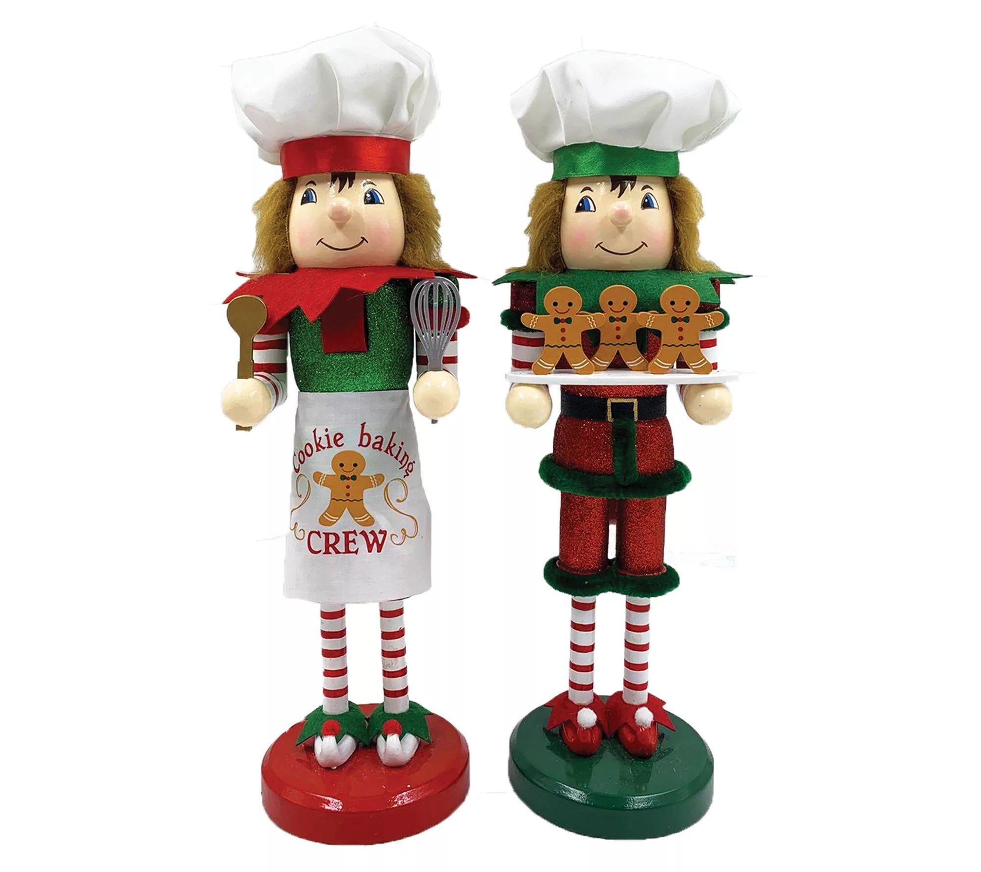 Santa's 14"H Cookie Crew Elves Nutcrackers, Set of 2