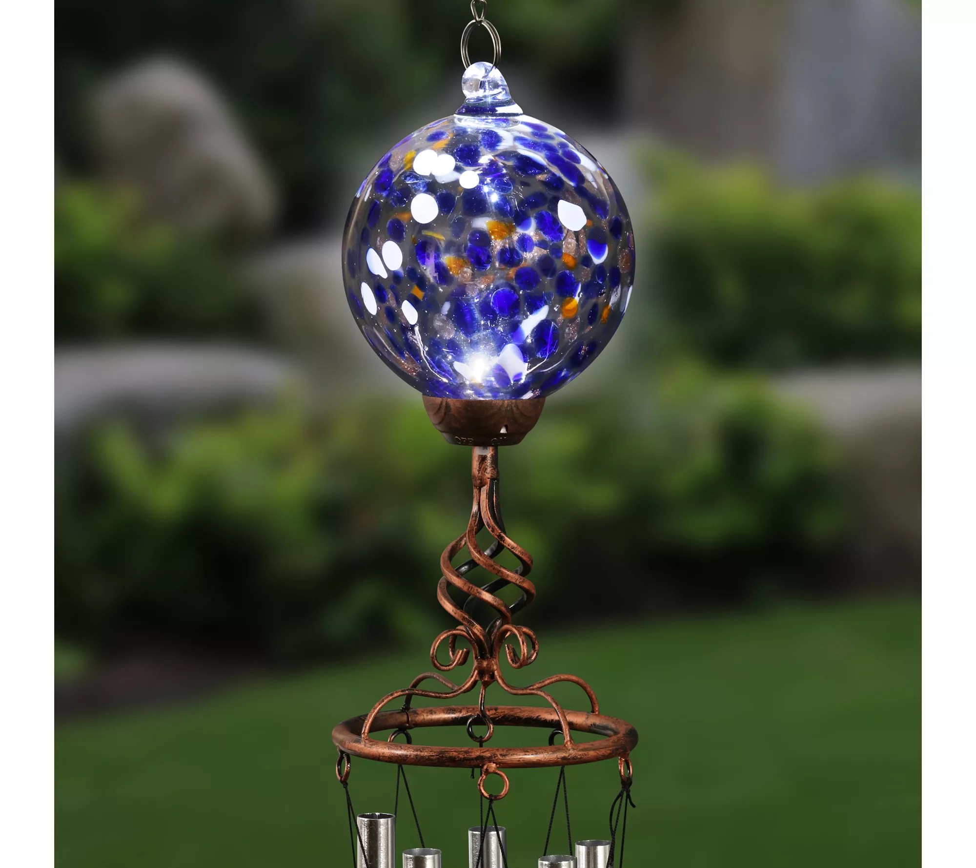 Solar Glass/Metal Wind Chime by Exhart