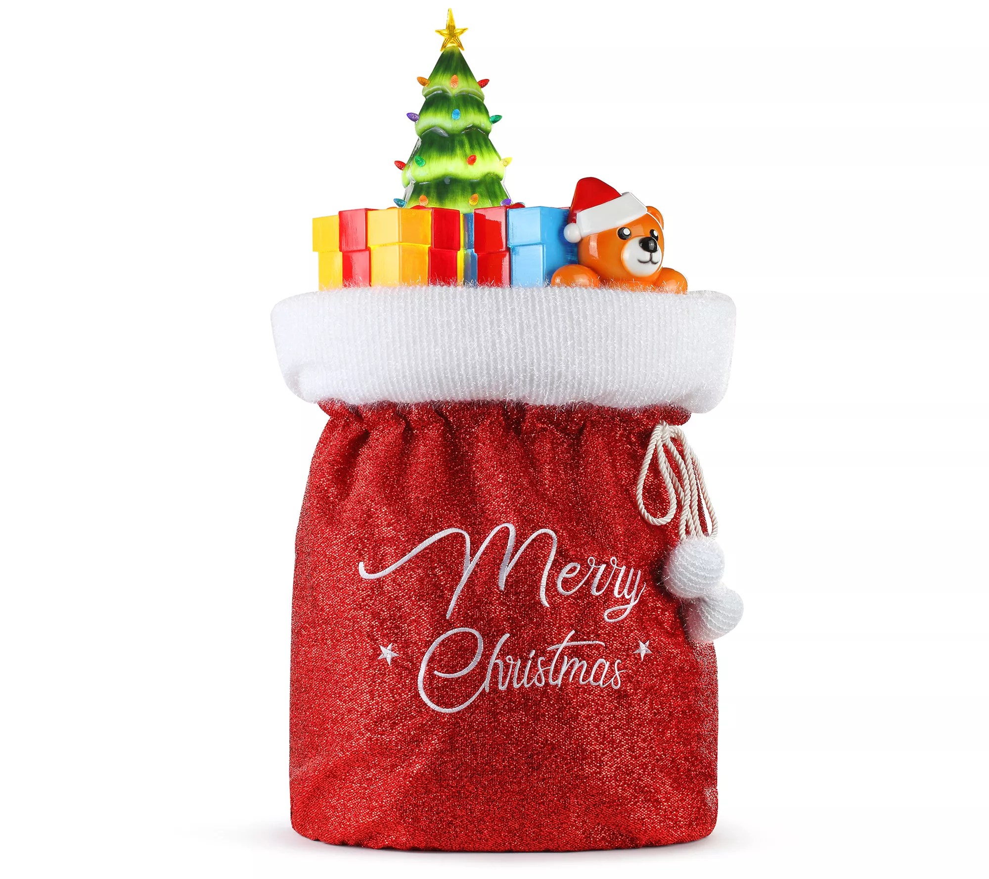 Mr. Christmas Fabric Santa Bag with Blow Mold Toys