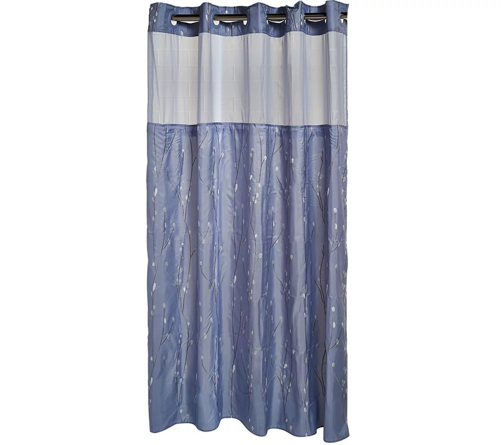 Hookless Cherry Blossom Embroidery 3 in 1 Shower Curtain