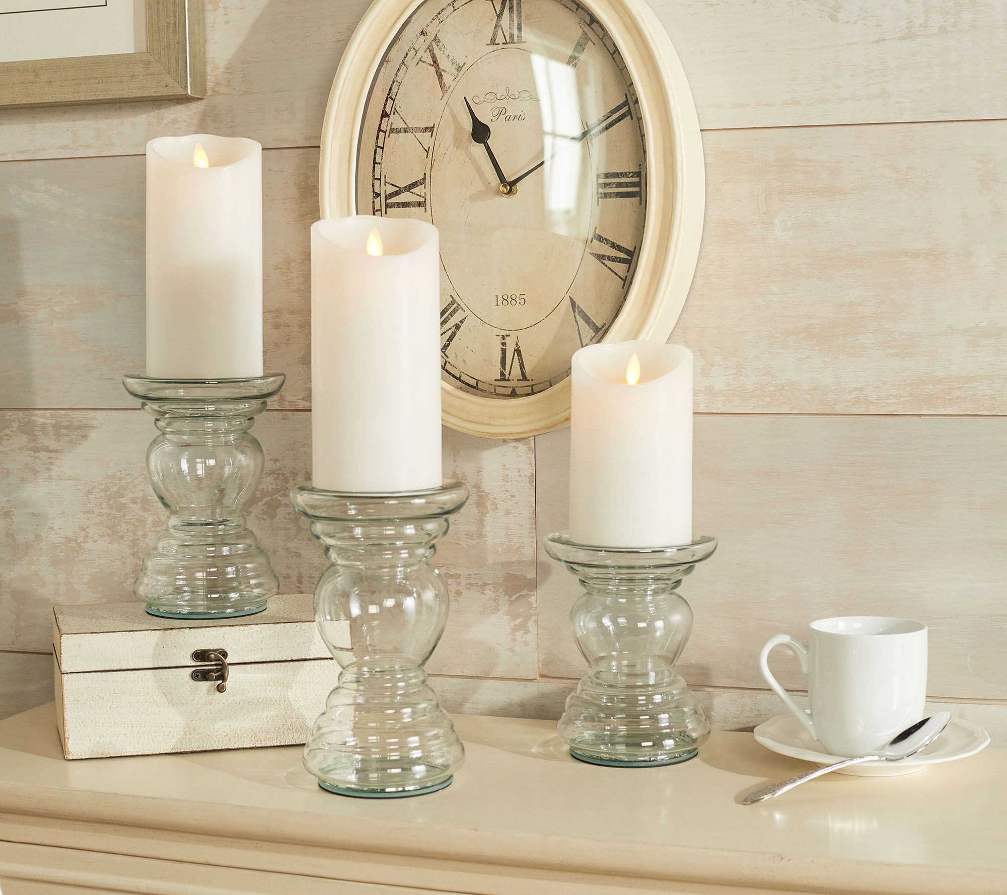 Set of 3 Glass Pedestal Candleholders by Valerie