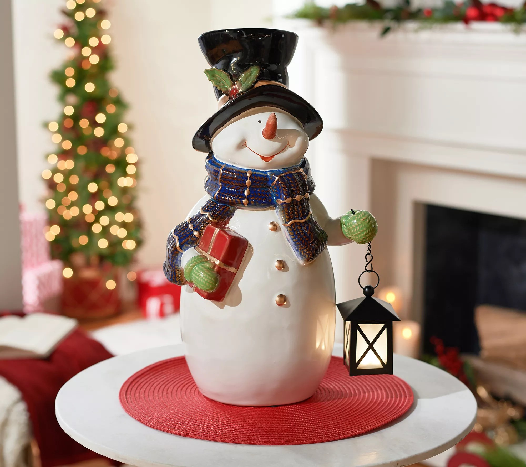 Porcelain Holiday Figure w/ Illuminated Lantern by Valerie