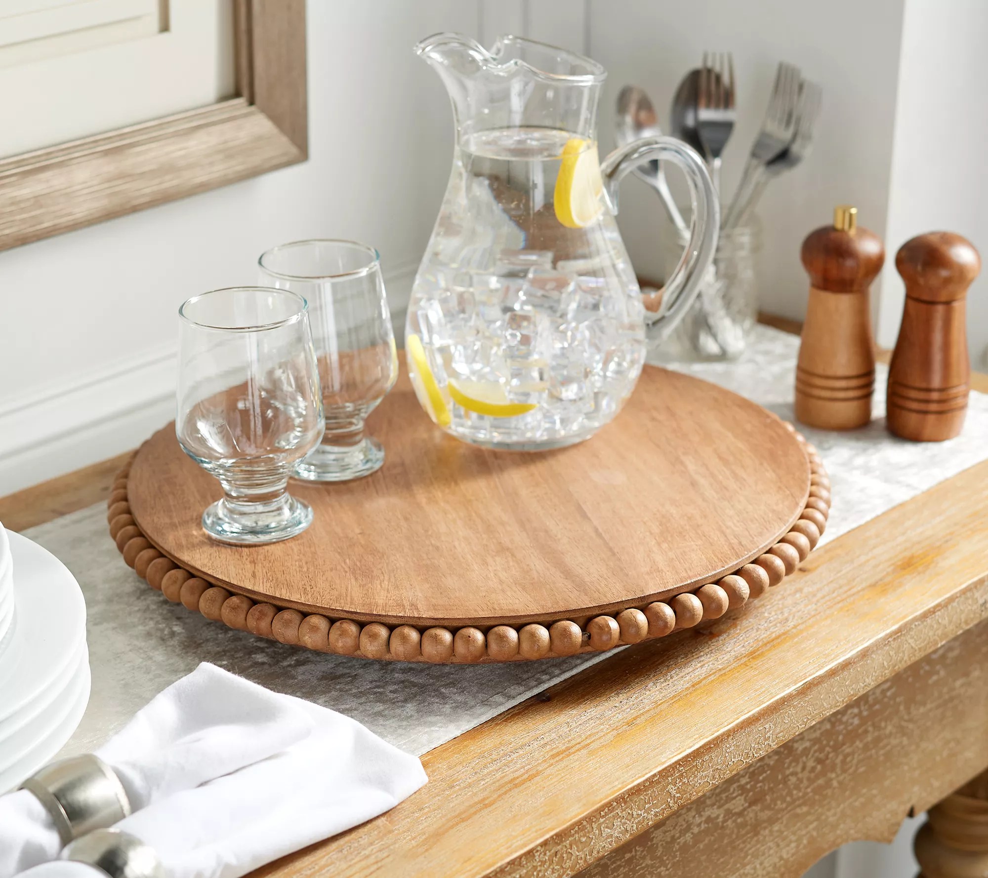 16.5" Beaded Wooden Lazy Susan Display by Valerie