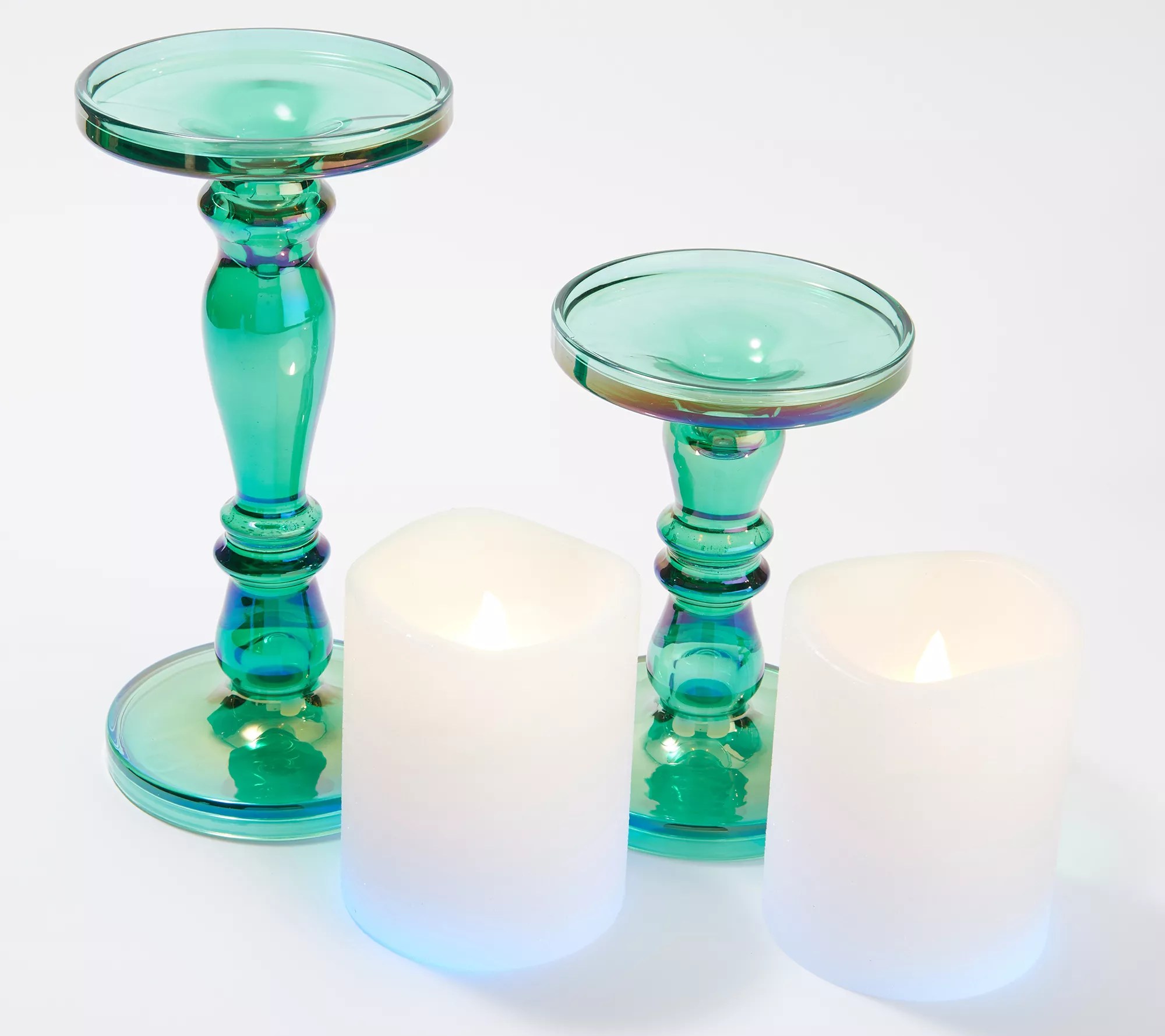 "As Is" Lightscapes S/2 Iridescent Candle Holders w/ Flameless