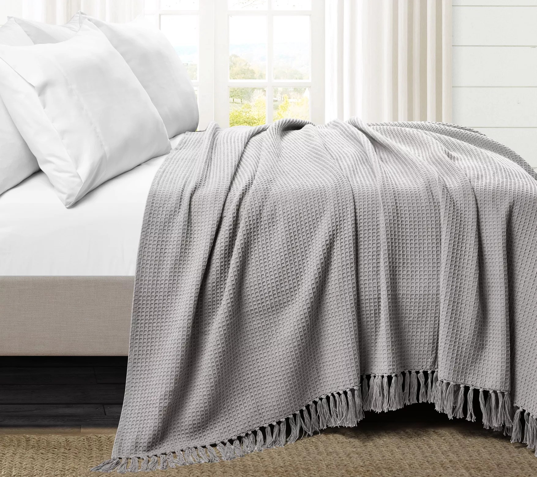 Lush Decor Waffle Cotton Knit King Blanket