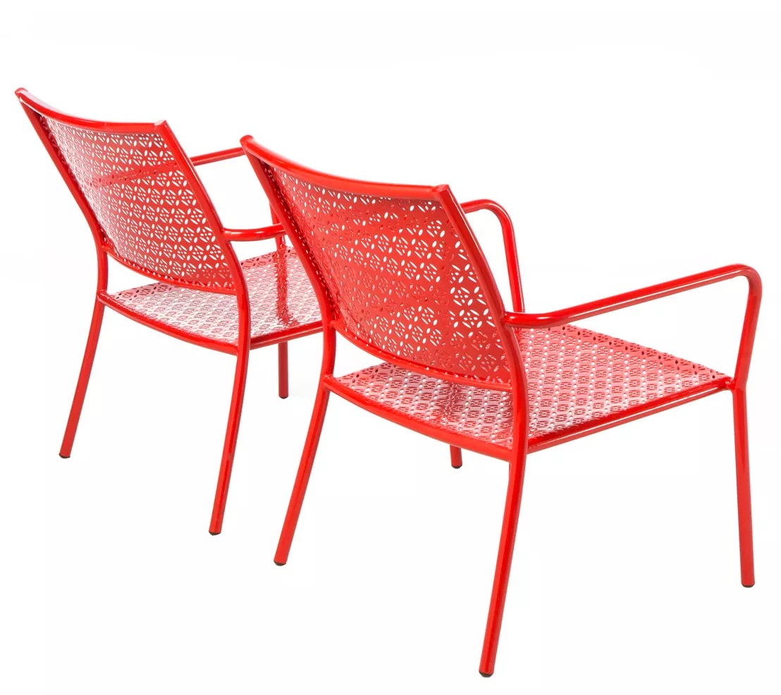 Alfresco Home Set of 2 Wrought Iron Outdoor Stacking Chairs