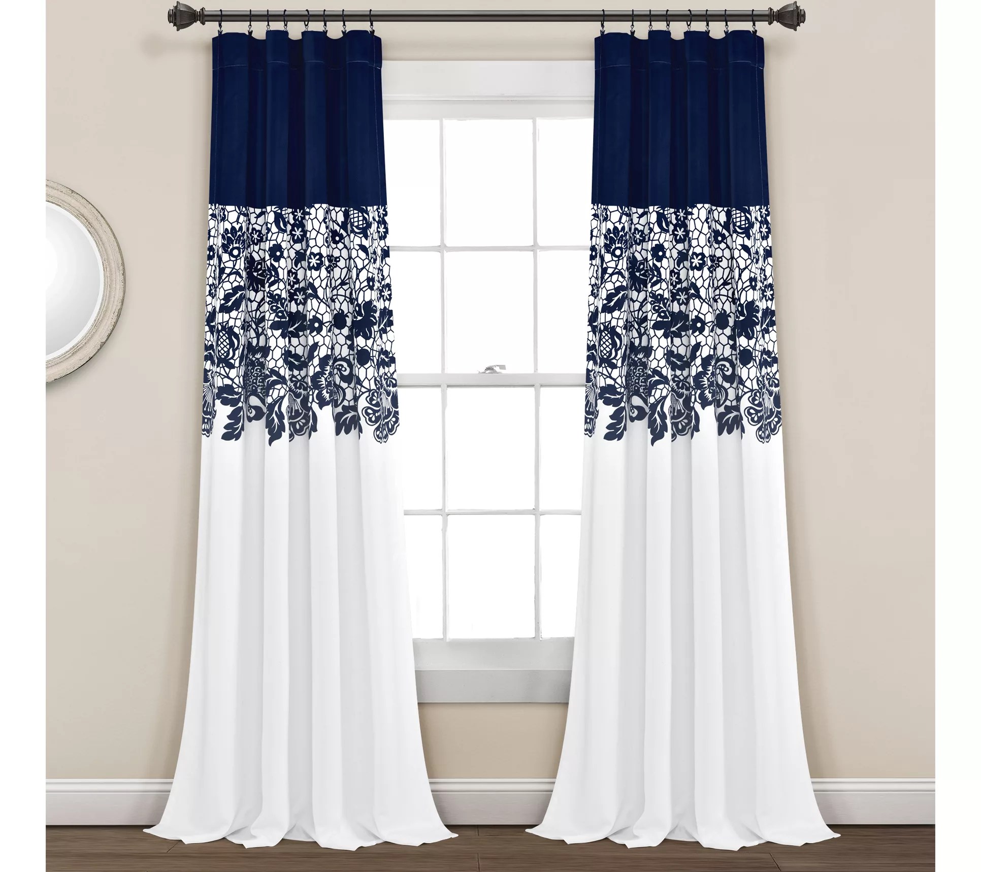 Estate Garden Print 52" x 95" Set of 2 Room Darkening Curtains