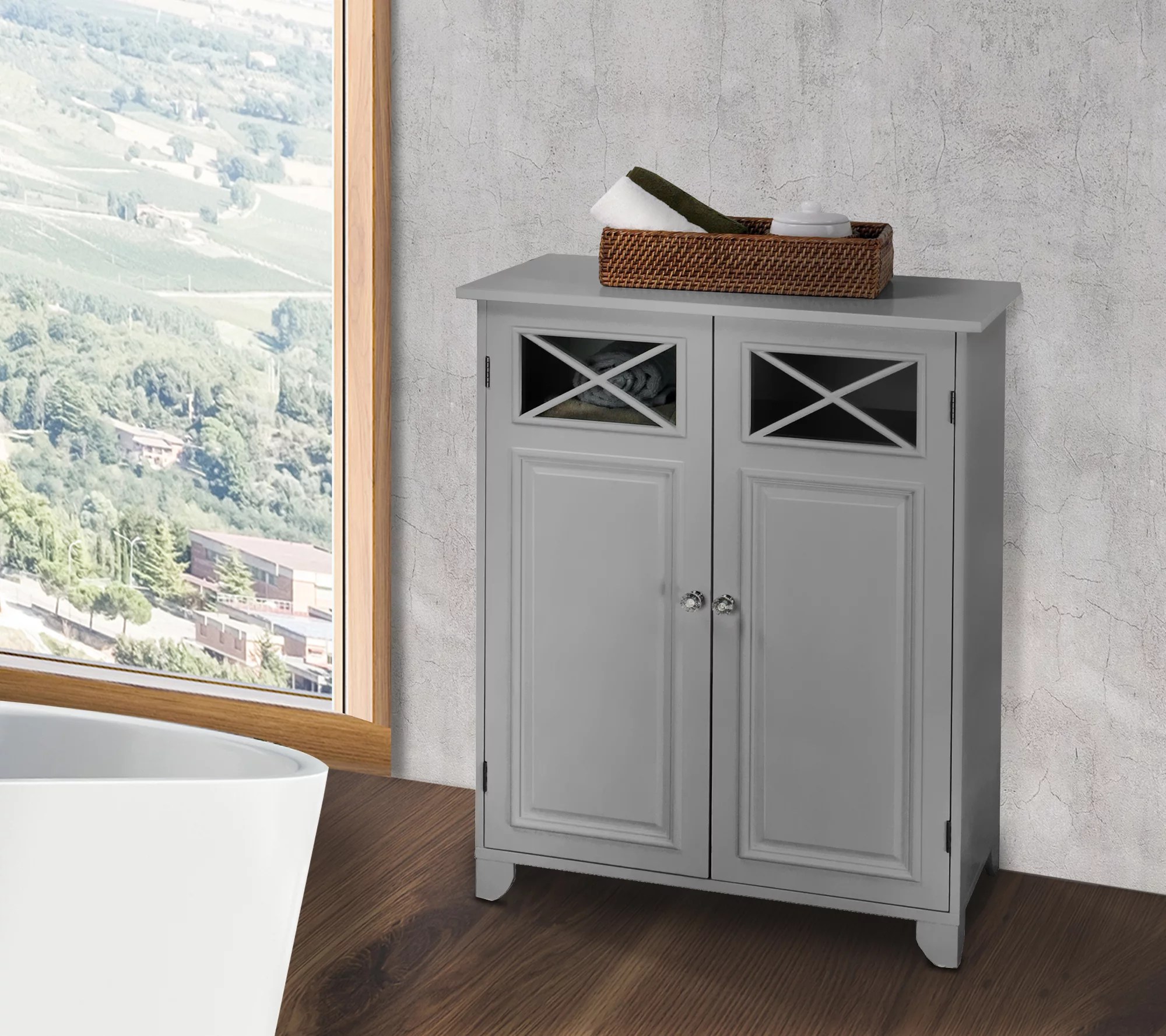 Dawson Floor Cabinet With Two Doors Dawson Floor With 2 Doors with Grey Finish