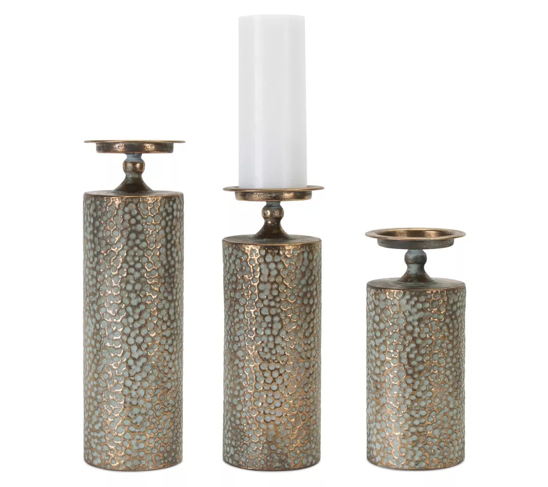 Melrose Bronze Metal Candle Holders (Set of 3)