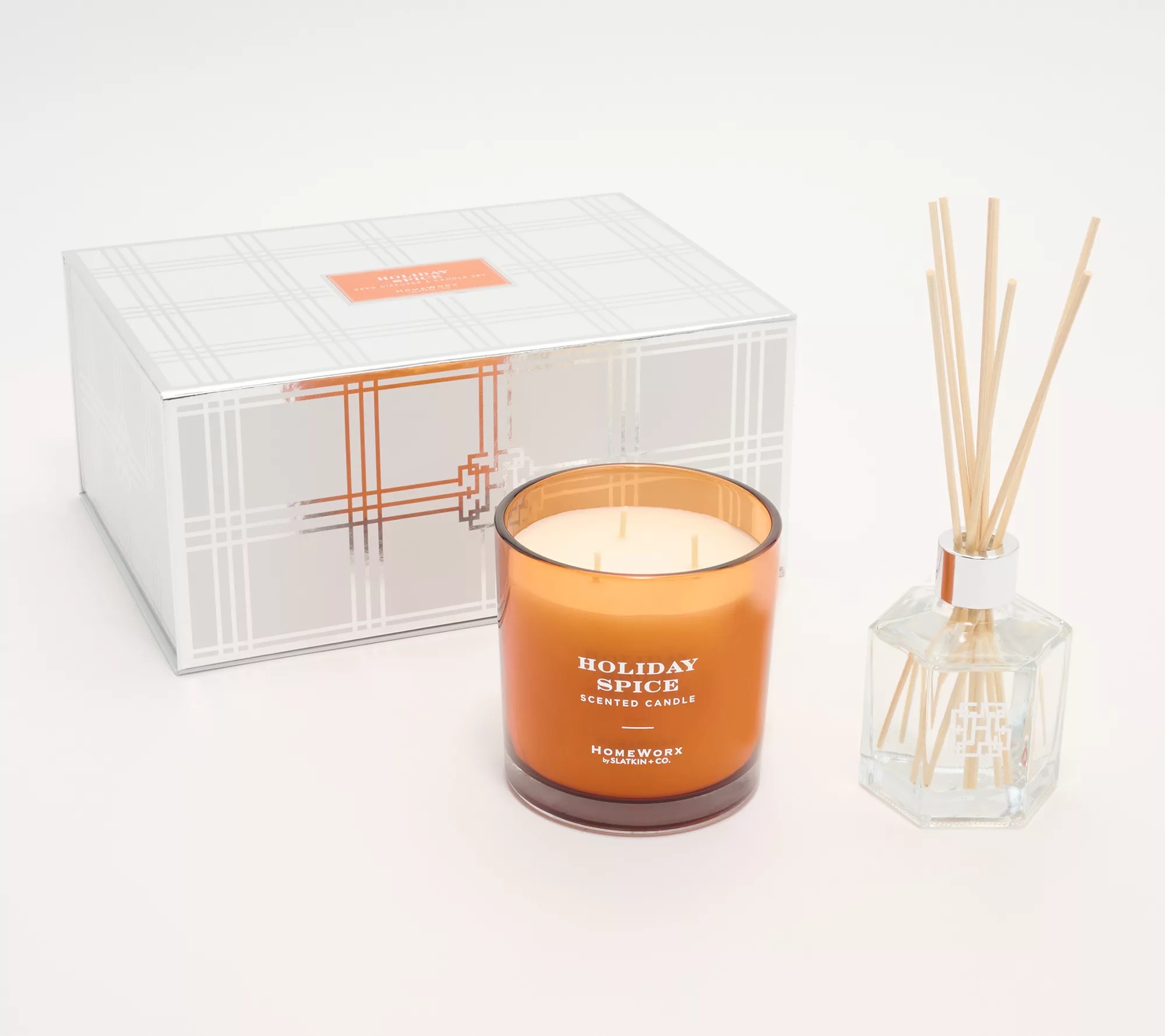 HomeWorx by Slatkin & Co. Holiday Spice Candle and Diffuser Set