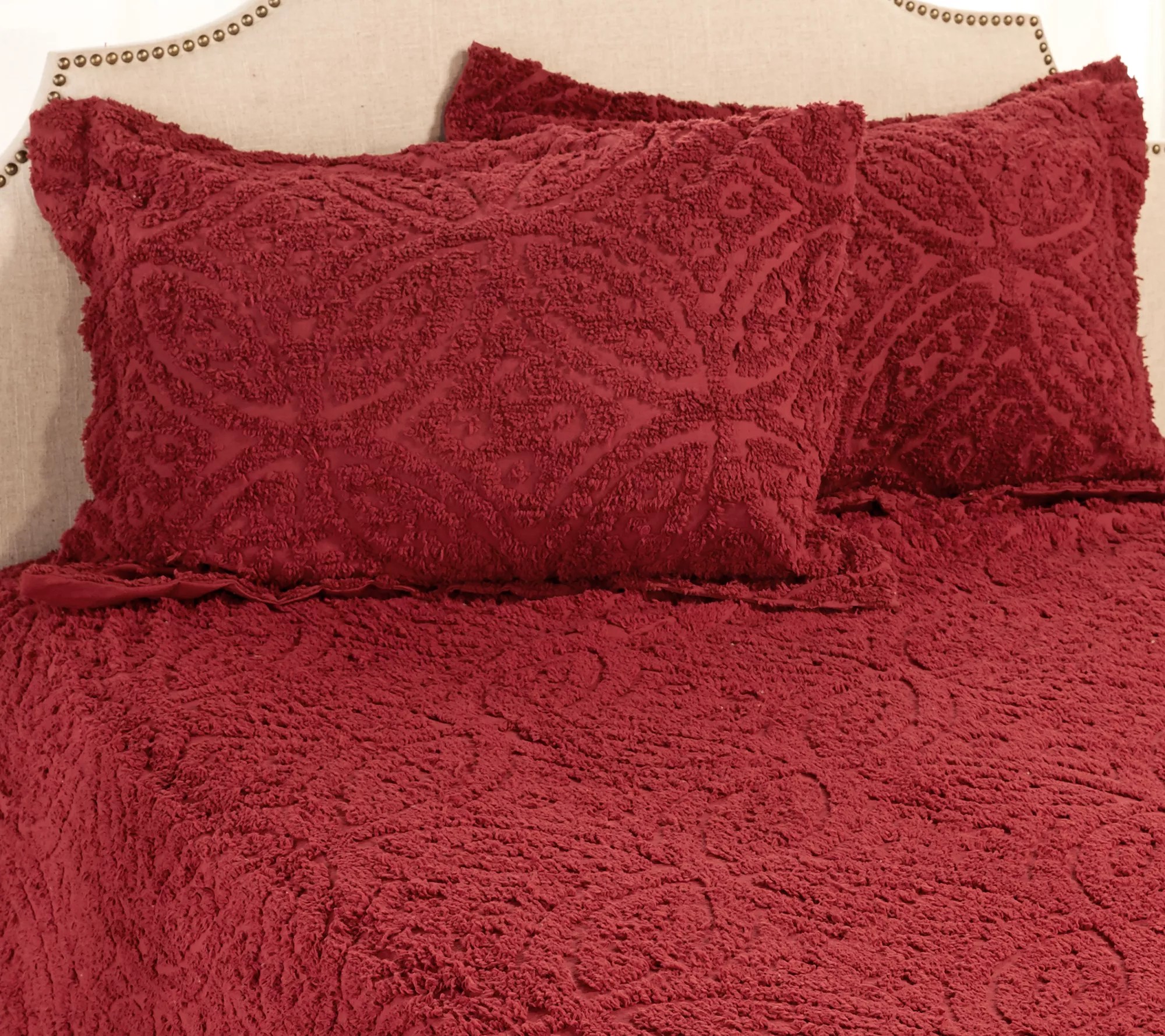 Wedding Ring Chenille 100 Cotton Bedspread with Sham(s)