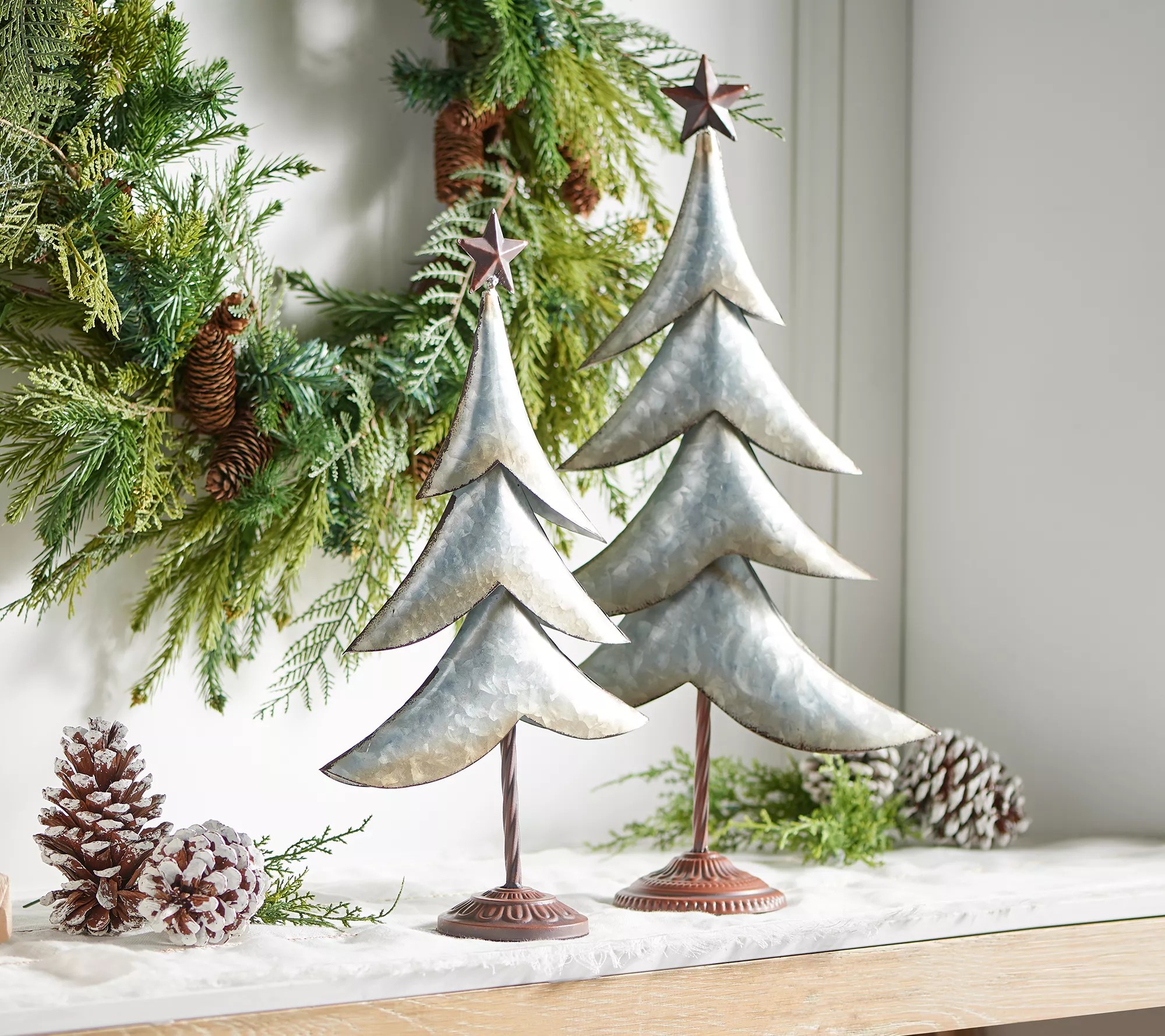 Home Reflections Set of 2 Galvanized Tabletop Trees