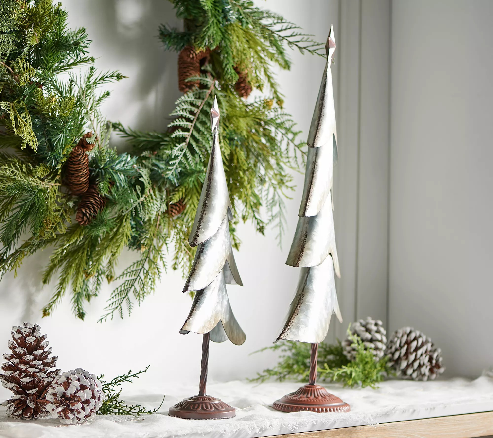 Home Reflections Set of 2 Galvanized Tabletop Trees