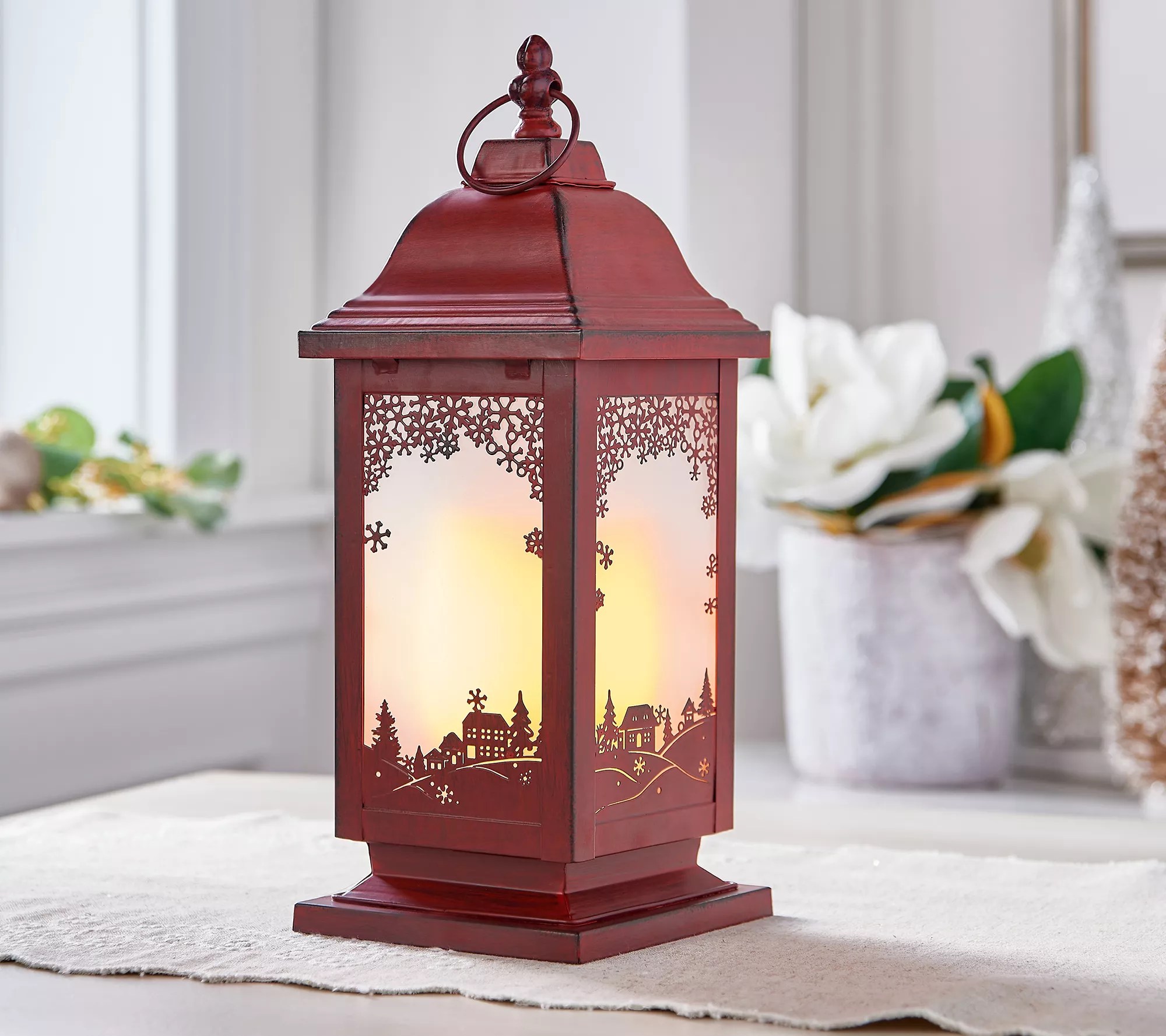 13" Illuminated Night Before Christmas Metal Lantern by Valerie