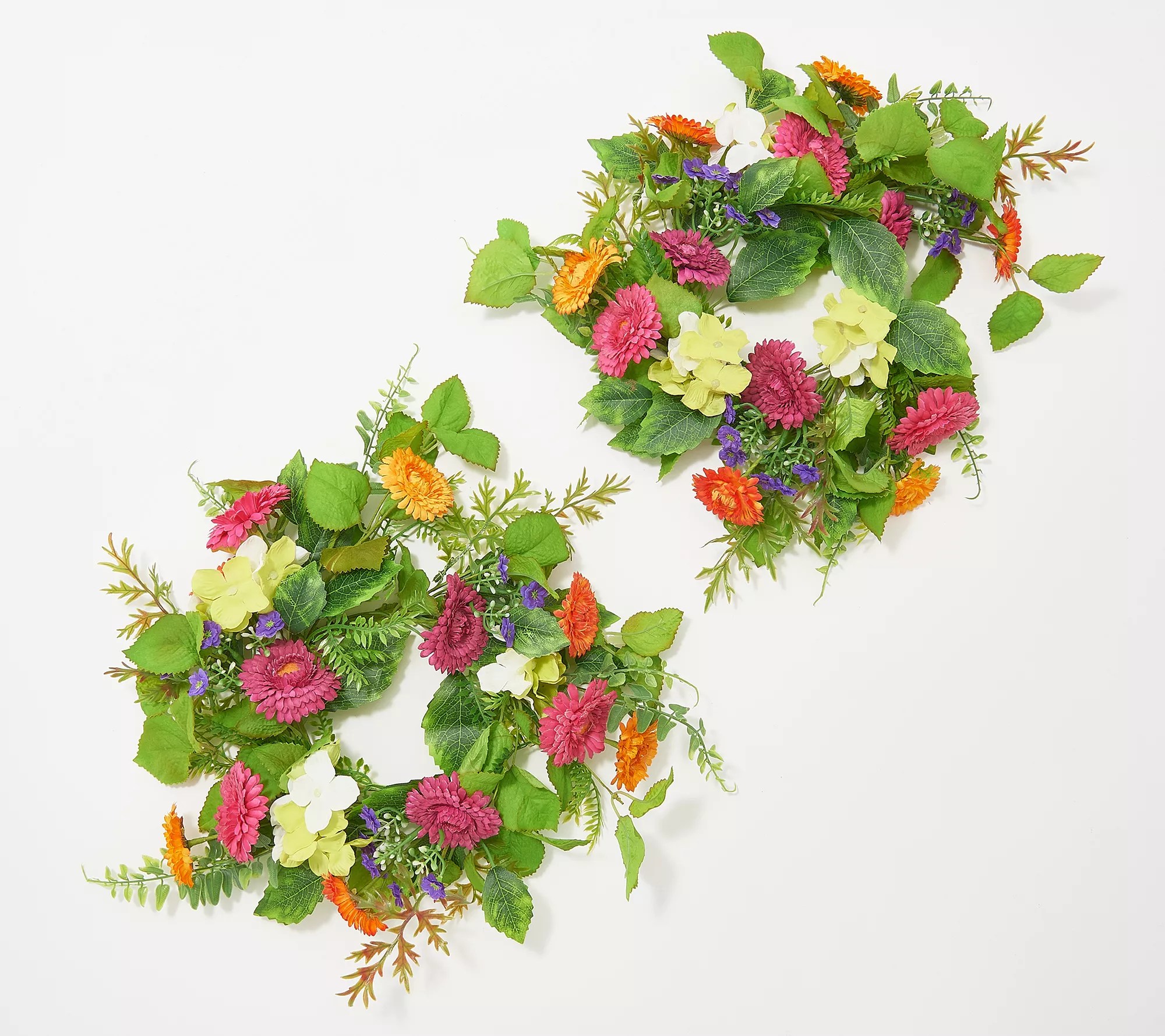 "As Is" Set of 2 Zinnia and Hydrangea Candle Rings by Valerie