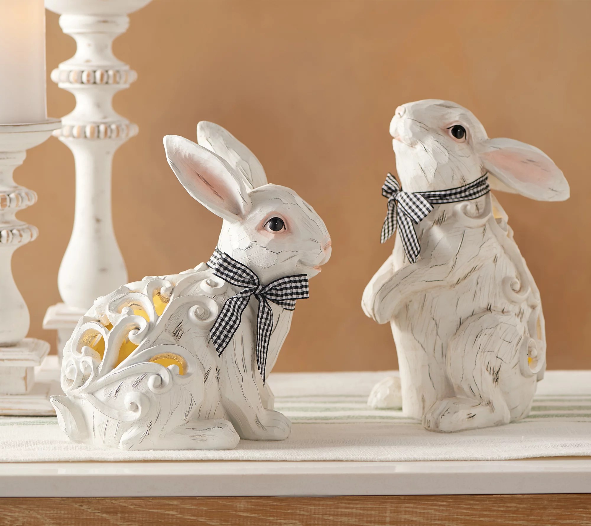 Indoor/Outdoor Set of 2 Lit Garden Bunnies by Valerie