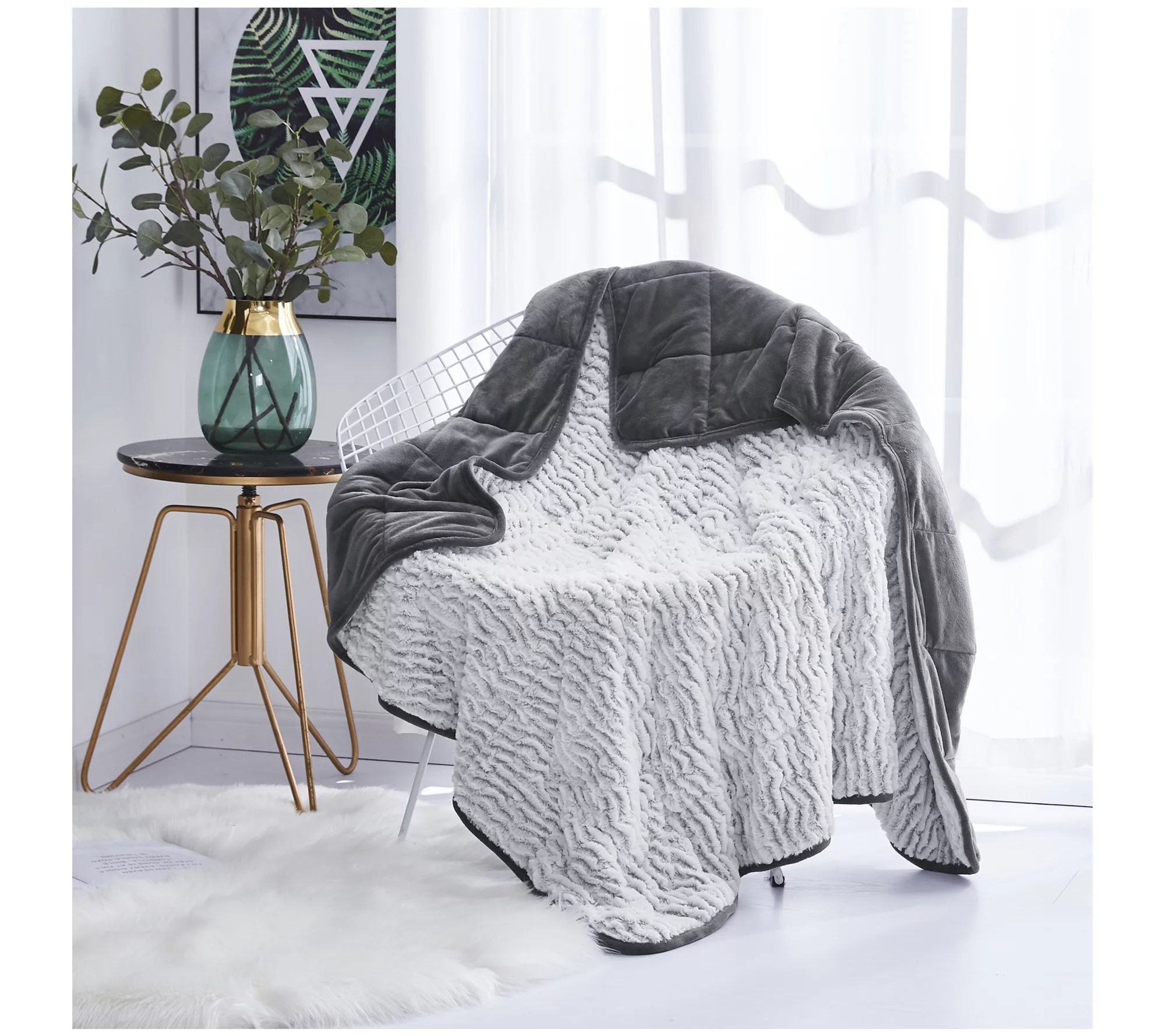 Dream Theory 12lb Faux Fur Reversible WeightedThrow Blanket