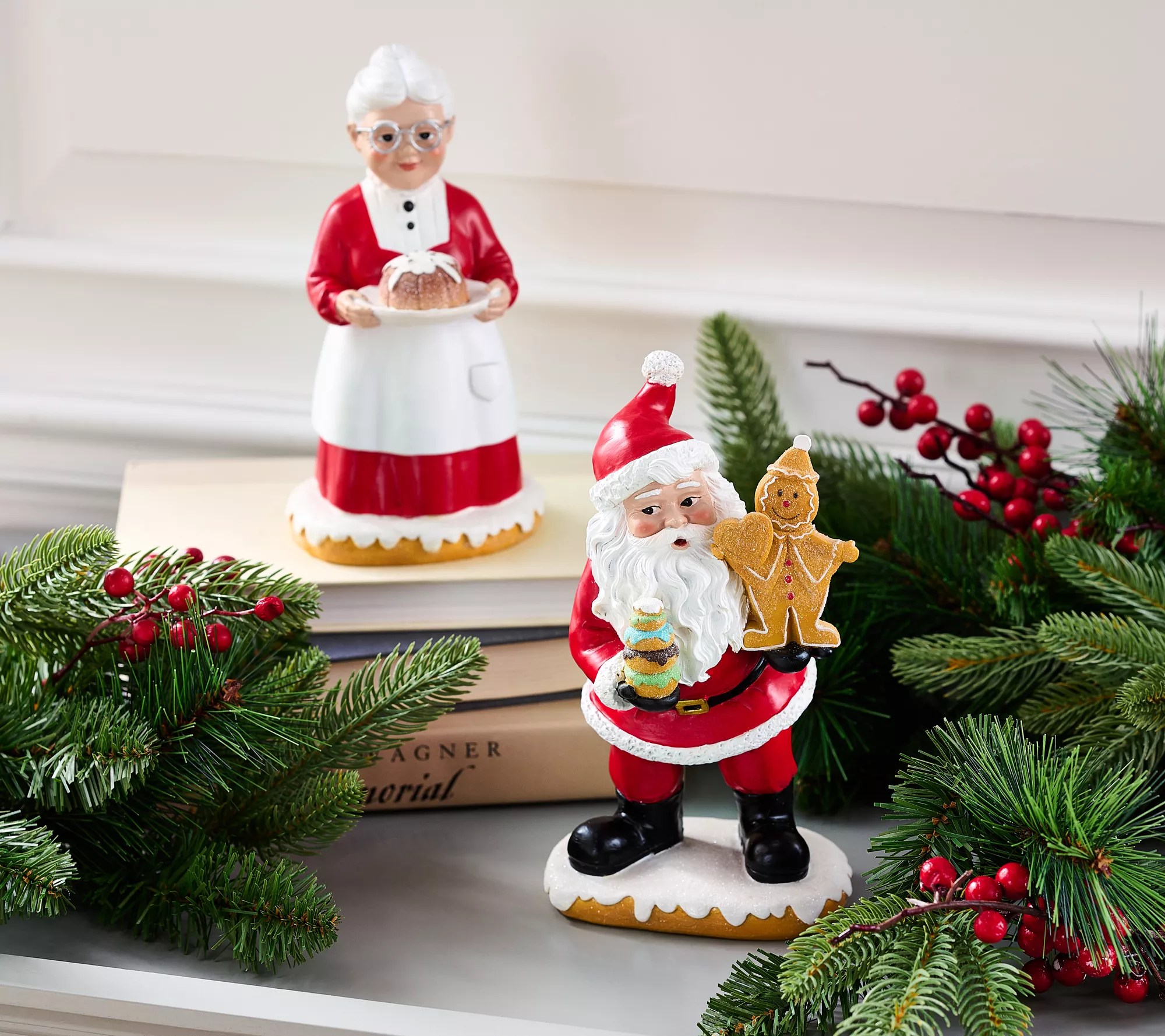 Set of 2 Santa and Mrs. Claus Figures by Valerie