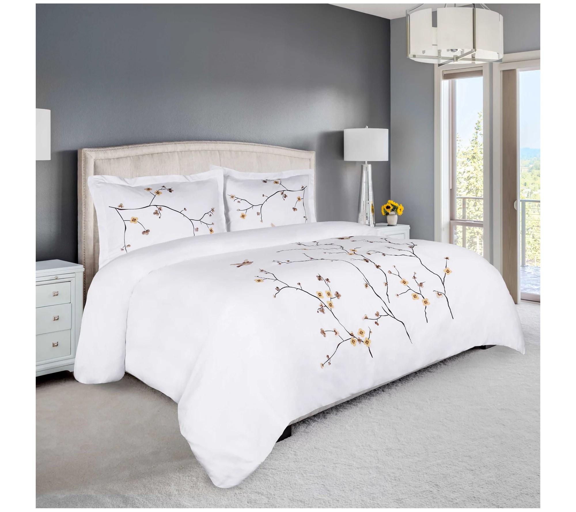 Superior Blossom Cotton 3Piece Duvet Cover Set, Full/Queen
