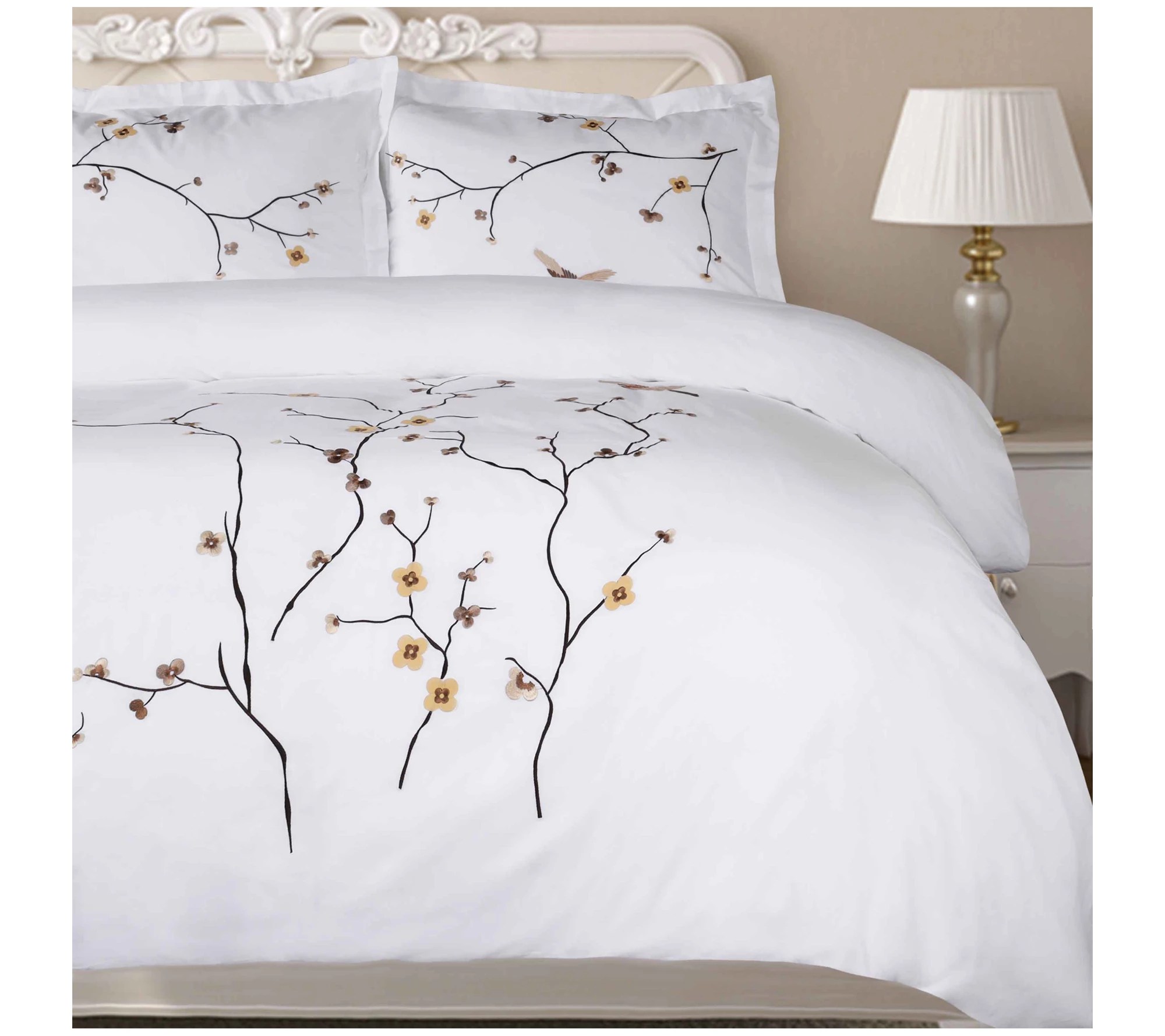 Superior Blossom Cotton 3Piece Duvet Cover Set, Full/Queen