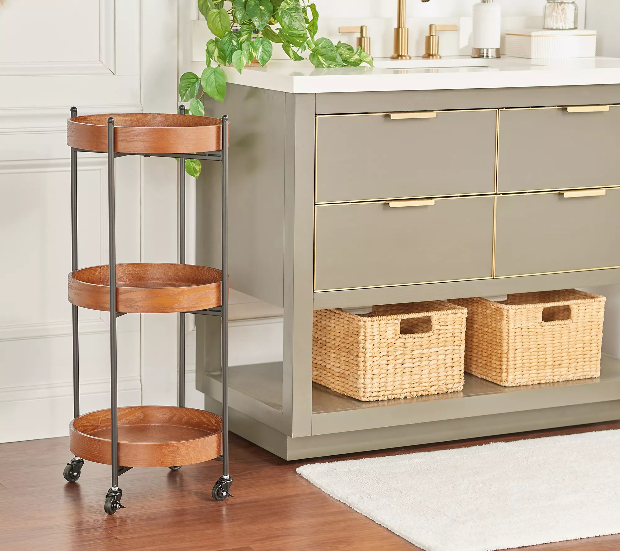 Home Reflections 3Tier Circular End Cart with Wheels