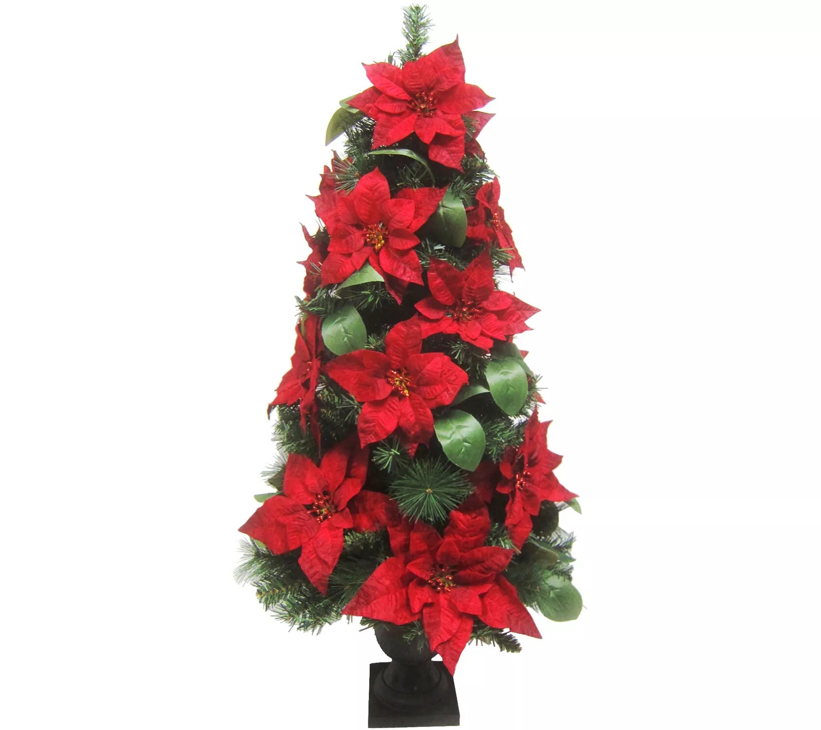 Fraser Hill Farm 4Ft. Christmas Porch Tree with Velvet Poinse