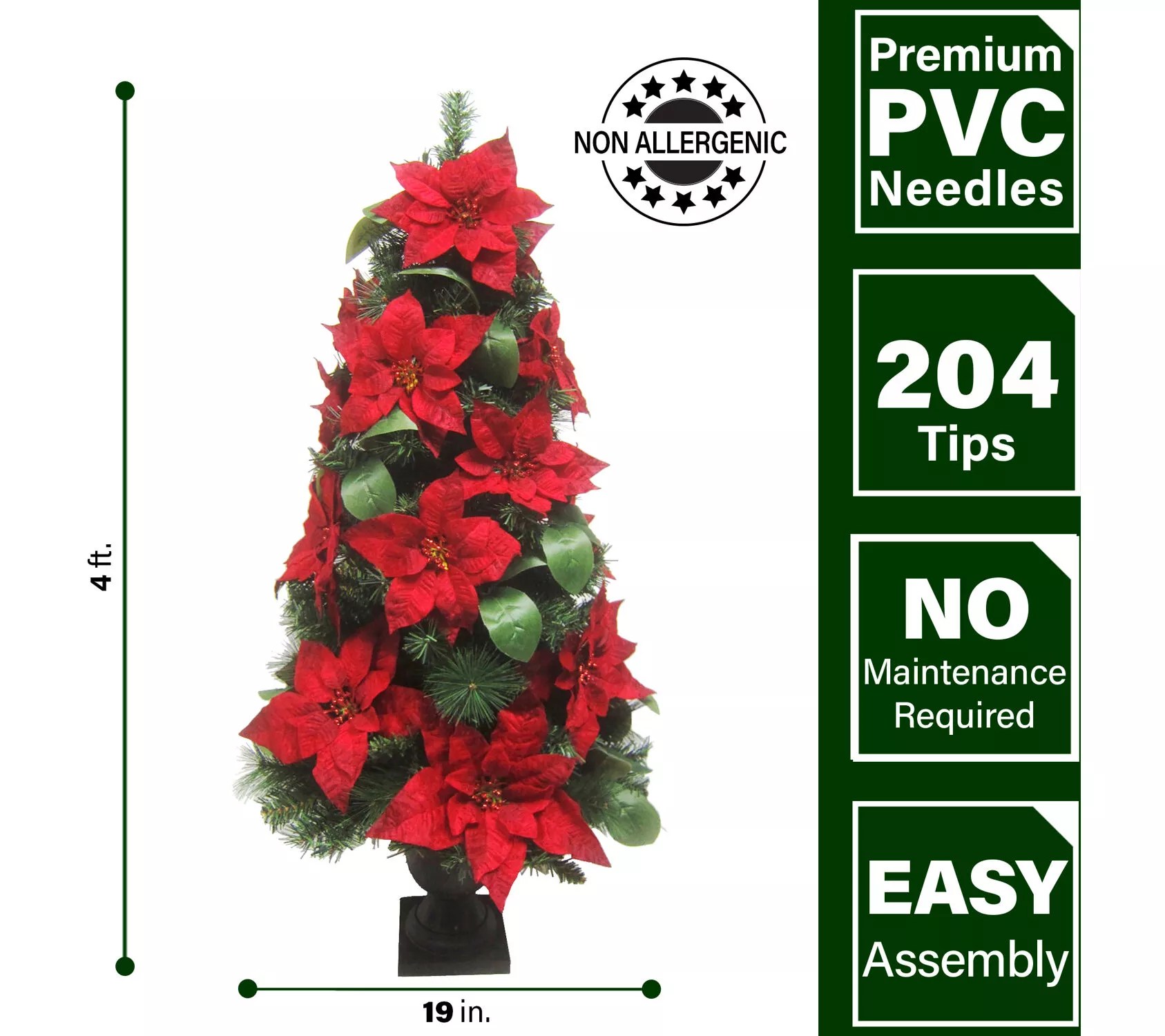 Fraser Hill Farm 4Ft. Christmas Porch Tree with Velvet Poinse
